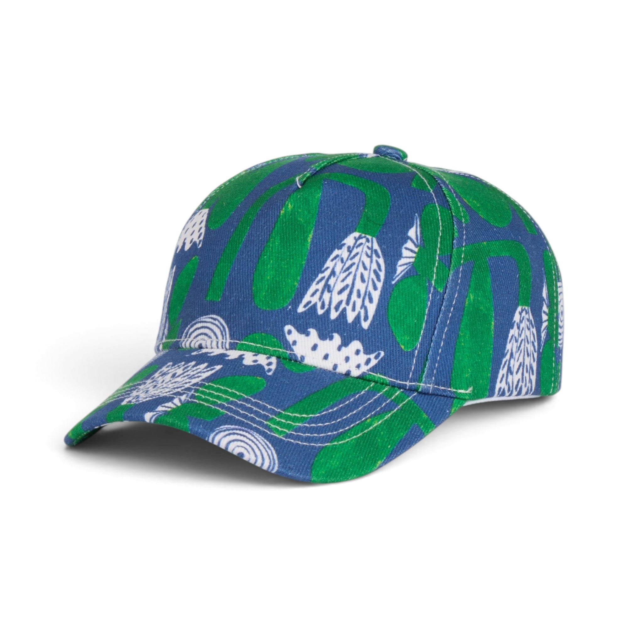 Blue & Green Abstract Print Baseball Cap