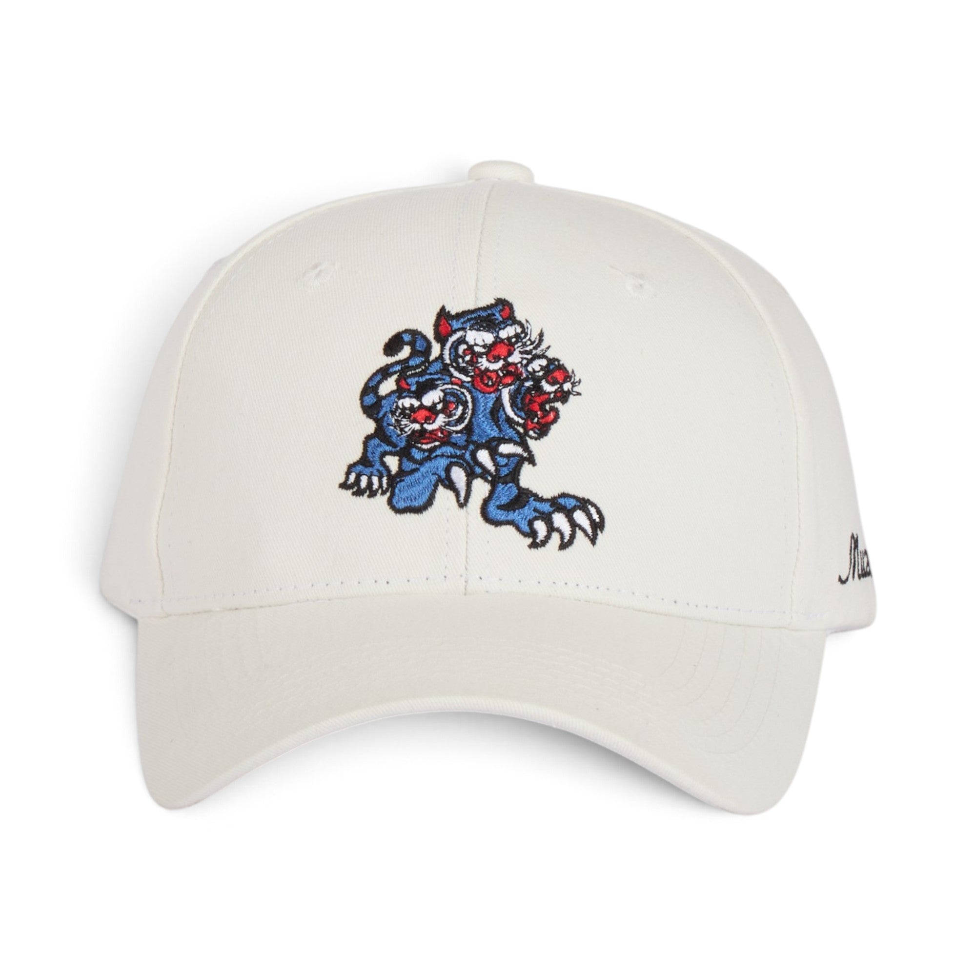 Wild Cat Embroidered White Baseball Cap