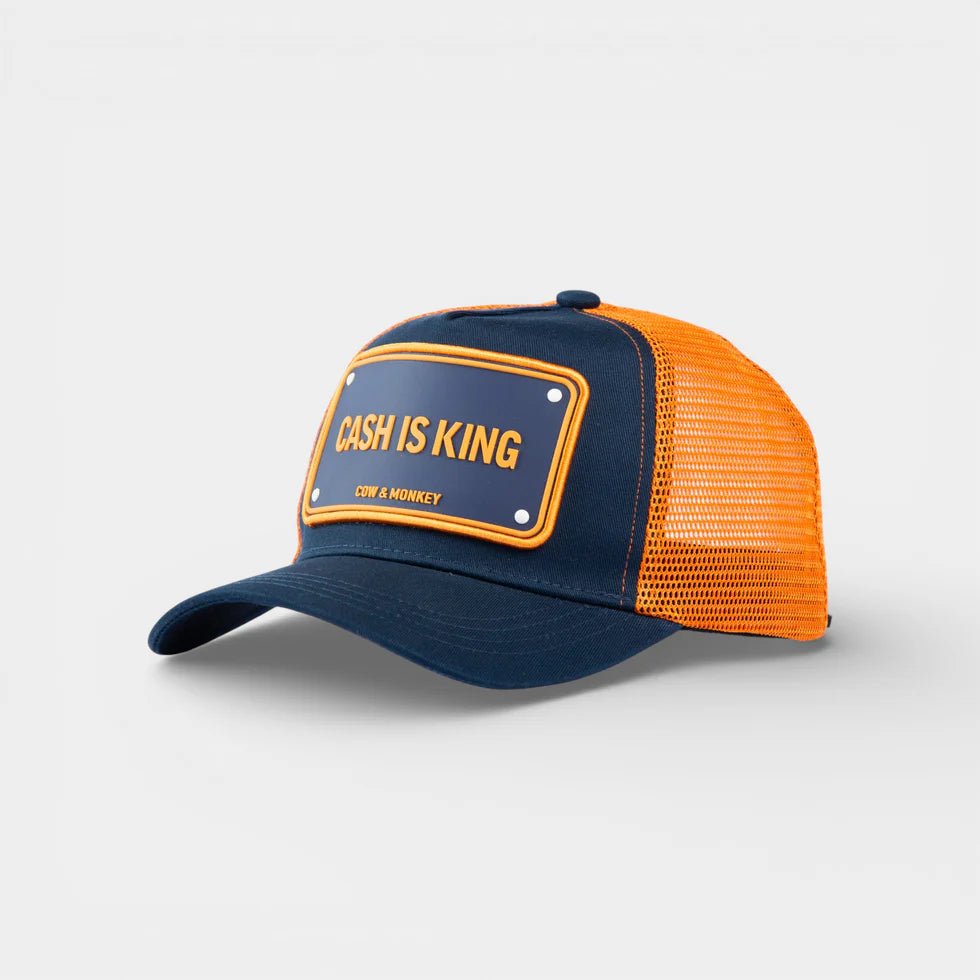 Unisex Trucker Cap " Cash Is King " - Premium High Quality Materials, Cotton Front & High-Quality Polyester Mesh Back, Adjustable Size – COW&MONKEY