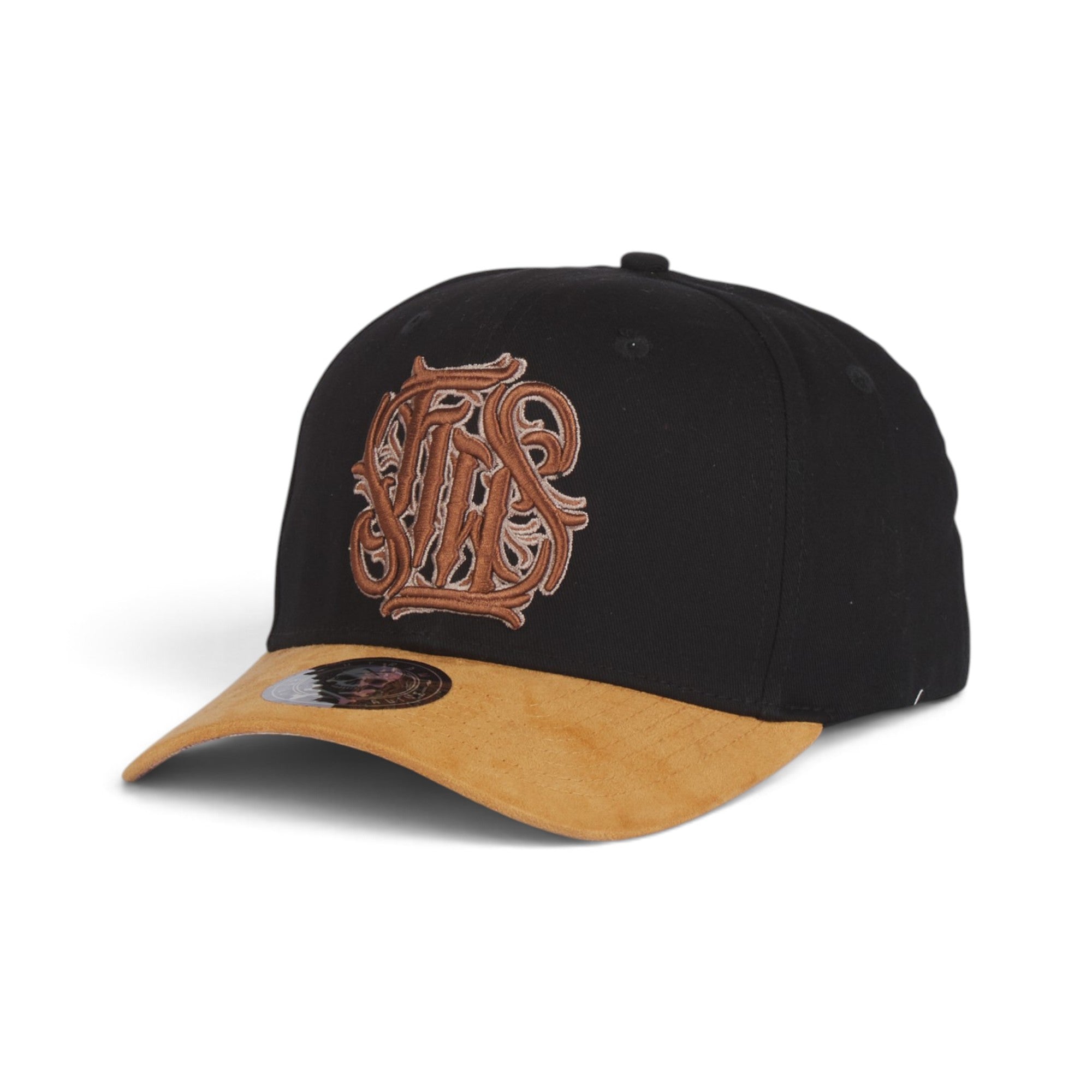 Gothic Monogram Suede Brim Baseball Cap – Black & Tan