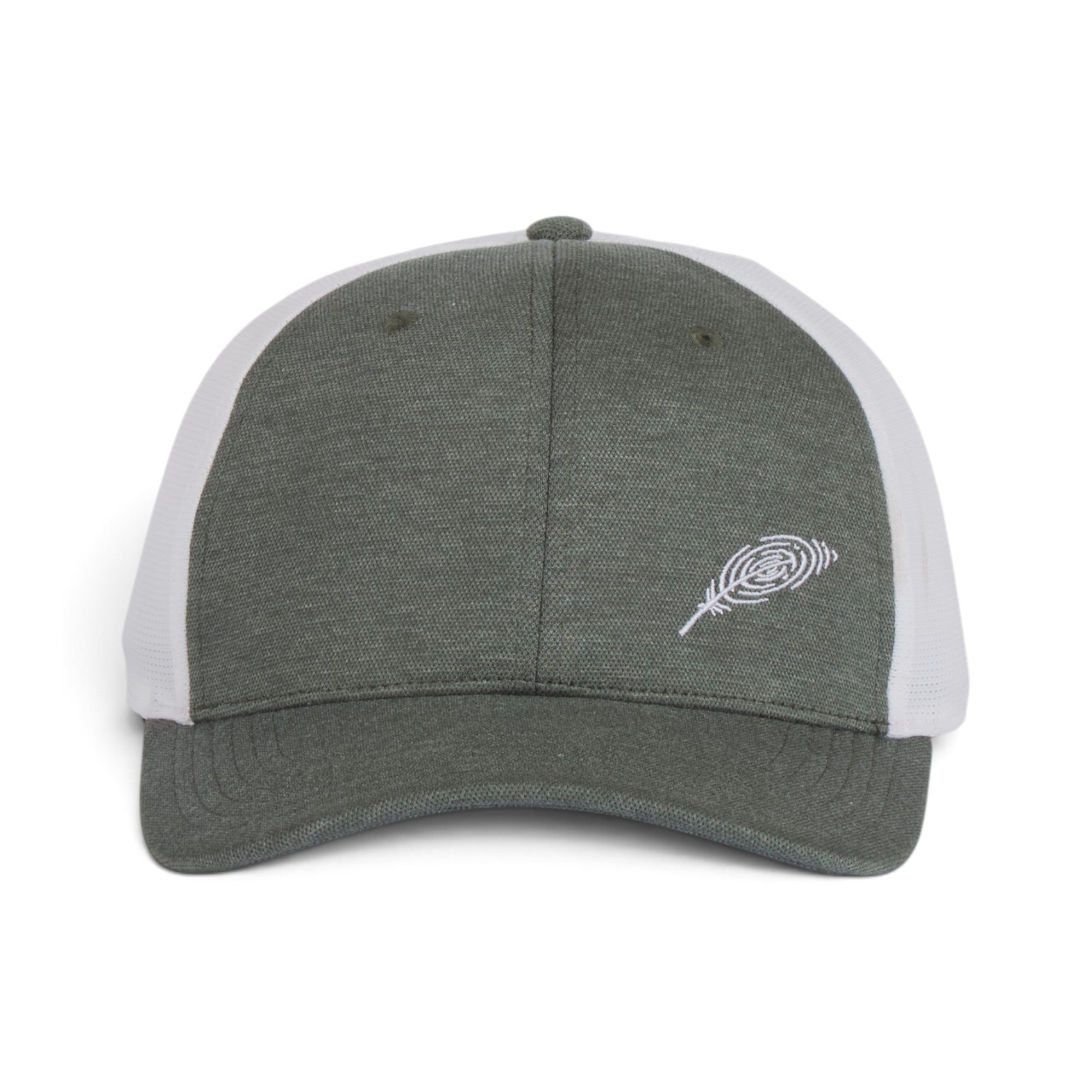 Minimal Feather Performance Baseball Cap – Olive Green & White