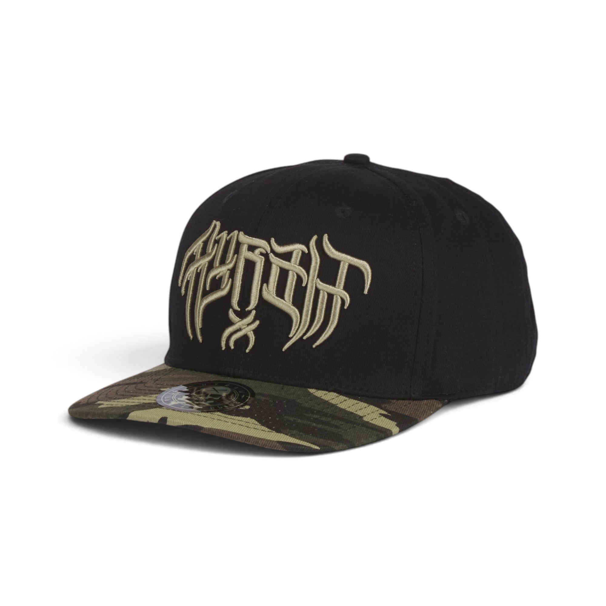 Tribal Script Premium Cotton Baseball Cap – Black & Camo Edition