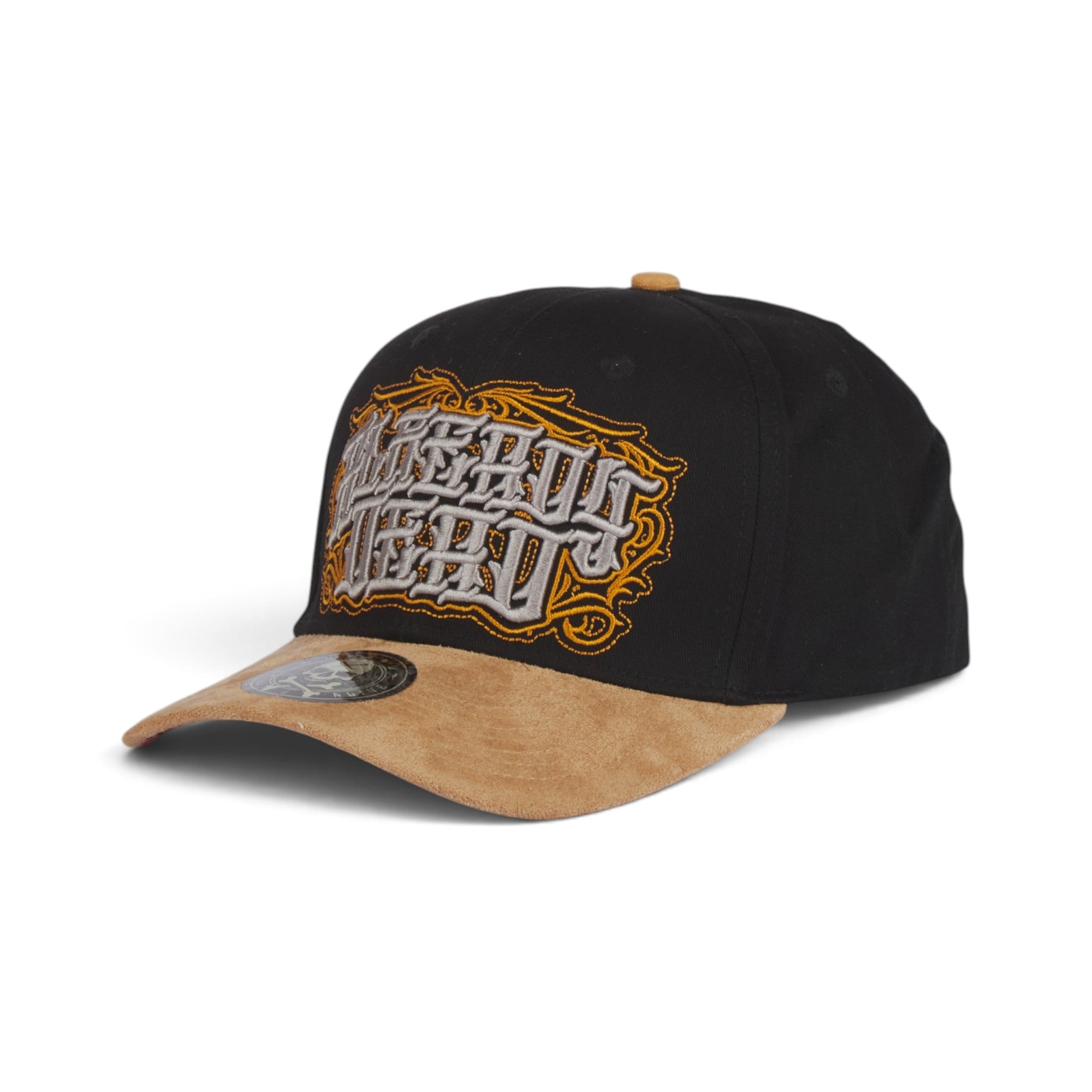 Never Out Never In Premium Cotton & Suede Baseball Cap – Black & Tan Edition
