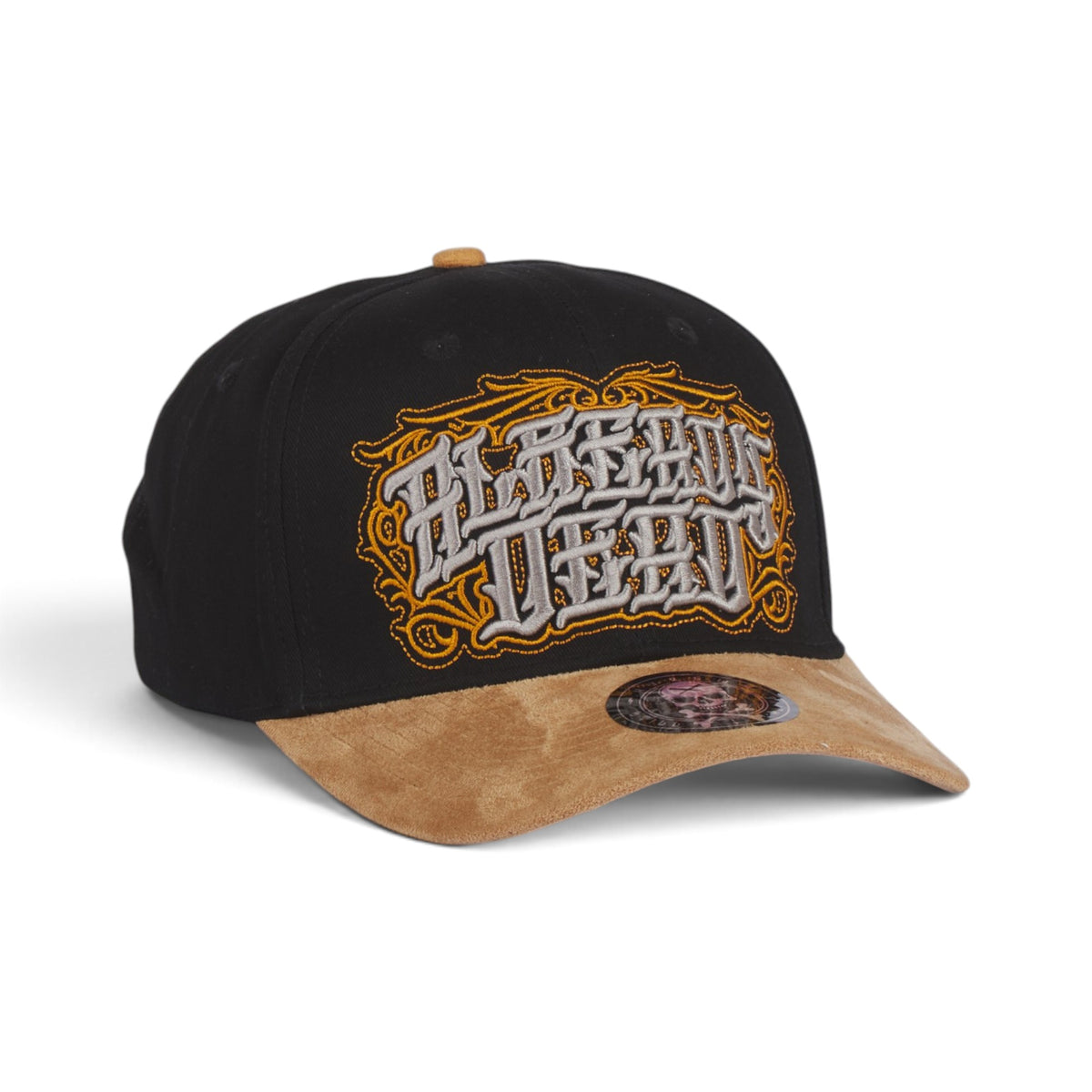 Never Out Never In Premium Cotton & Suede Baseball Cap – Black & Tan Edition