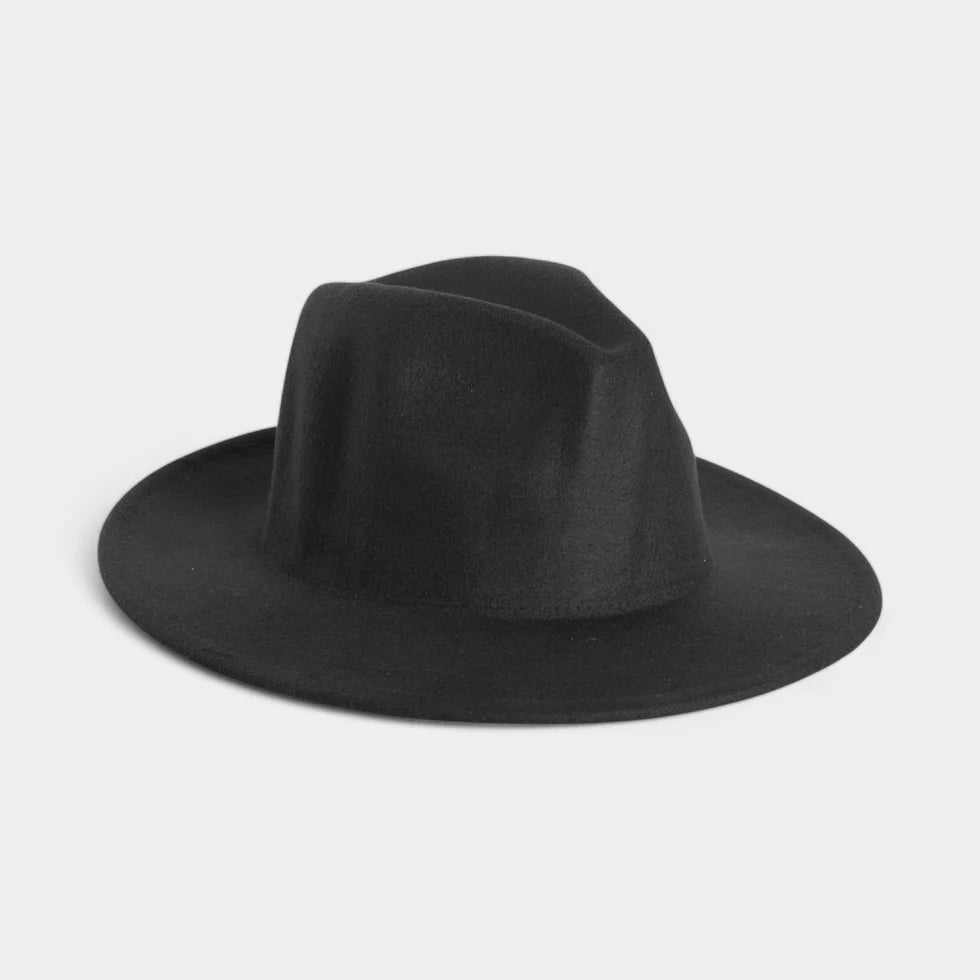 Black Felt Fedora Hat – Size 57 Adjustable Fit – Heavyweight Imported Quality – Classic & Bold Modern Style