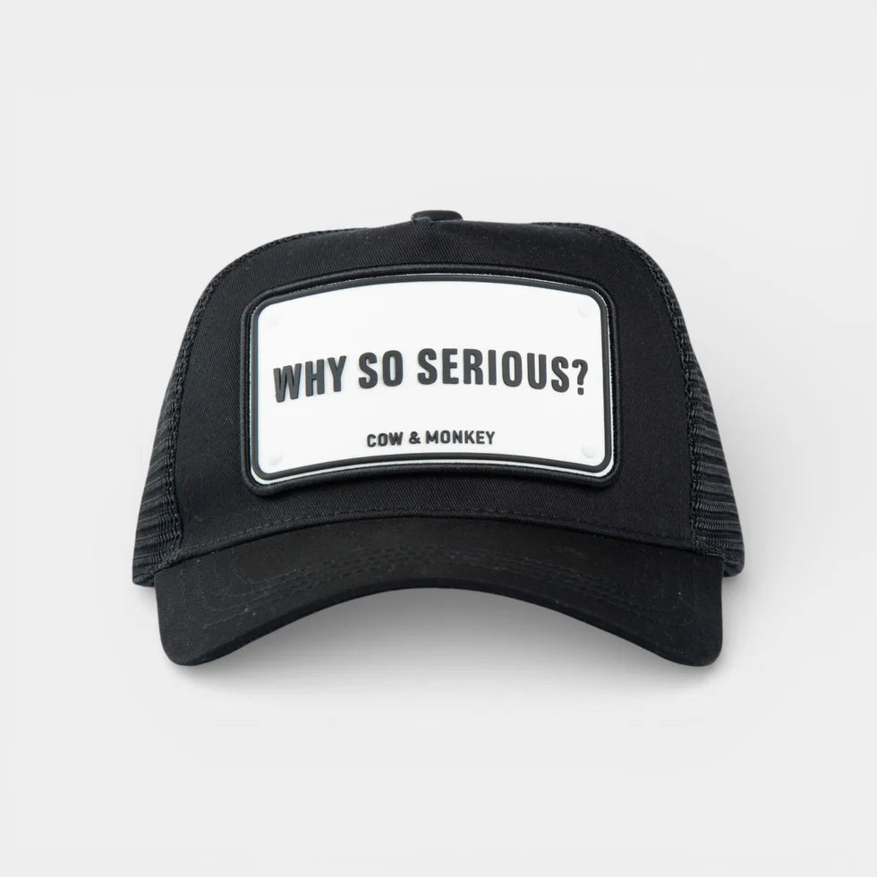 Unisex Trucker Cap " Why So Serious? "Premium High Quality Materials, Cotton Front & High-Quality Polyester Mesh Back, Adjustable Size – COW&MONKEY