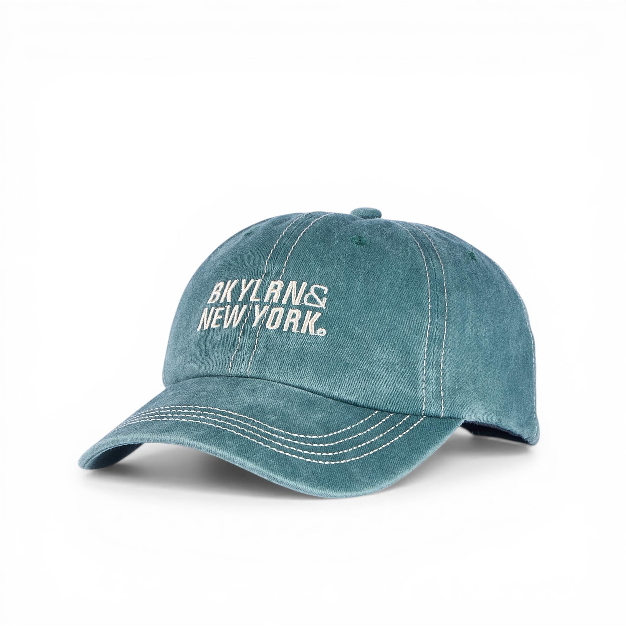 BabaCap Washed Denim Dad Hat, Adjustable Baseball Cap, Embroidered Text Design, Vintage Style, for Men and Women