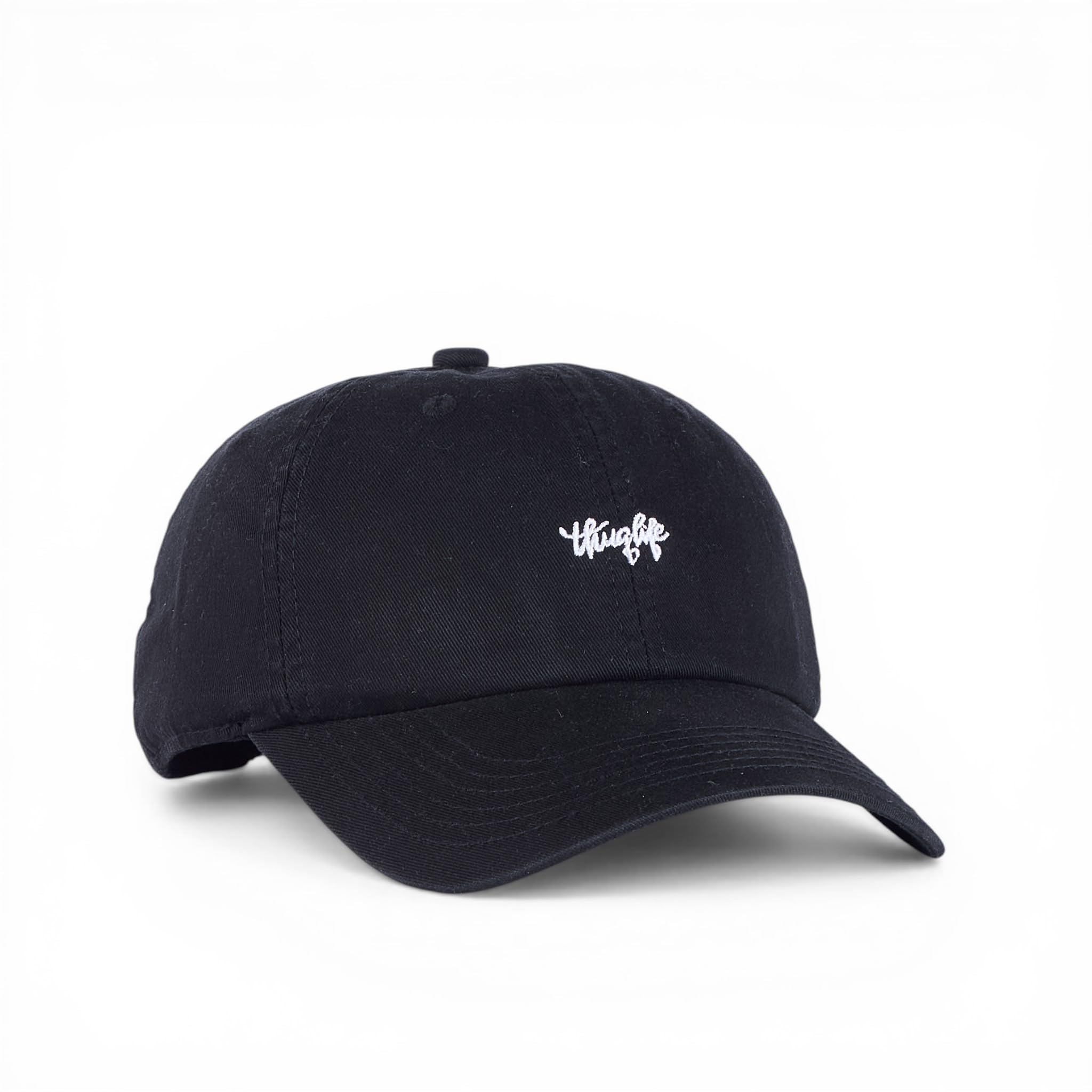 BabaCap Black Cotton Twill Dad Hat, Adjustable Baseball Cap with Embroidered Detail for Men and Women