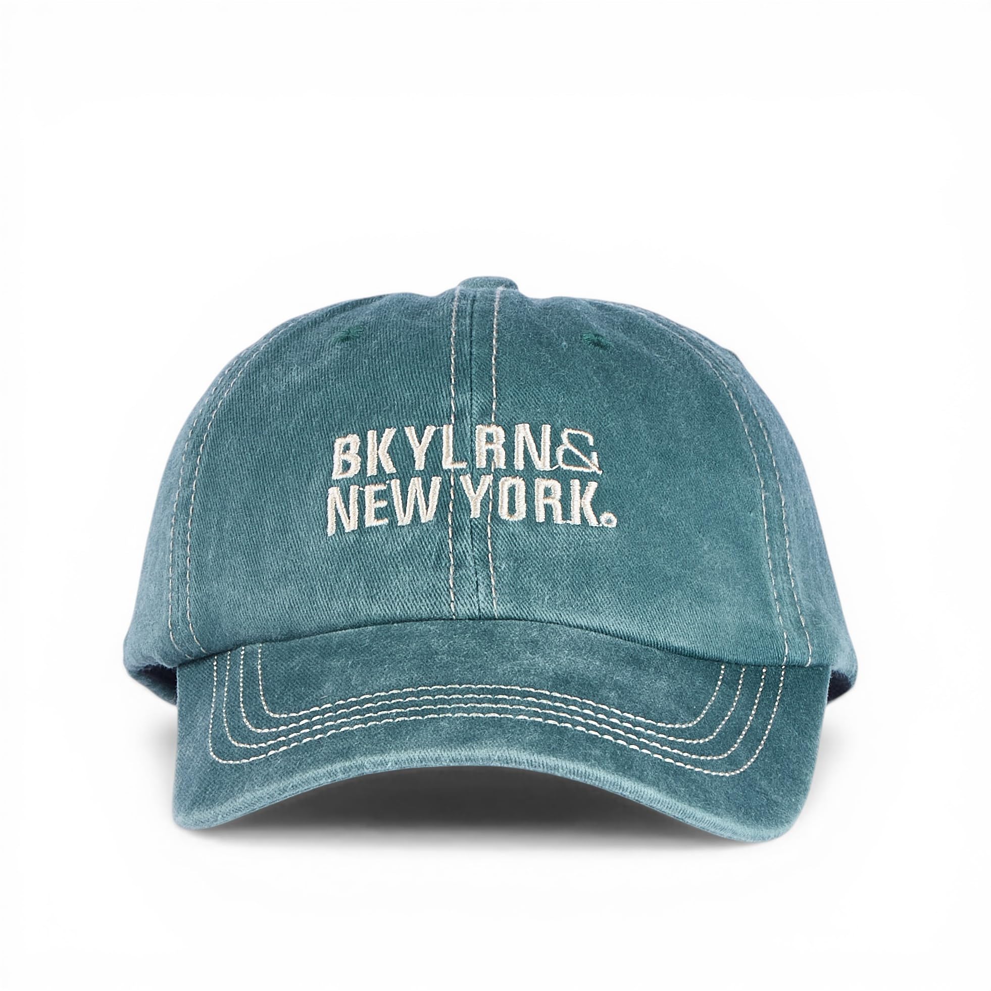 BabaCap Washed Denim Dad Hat, Adjustable Baseball Cap, Embroidered Text Design, Vintage Style, for Men and Women