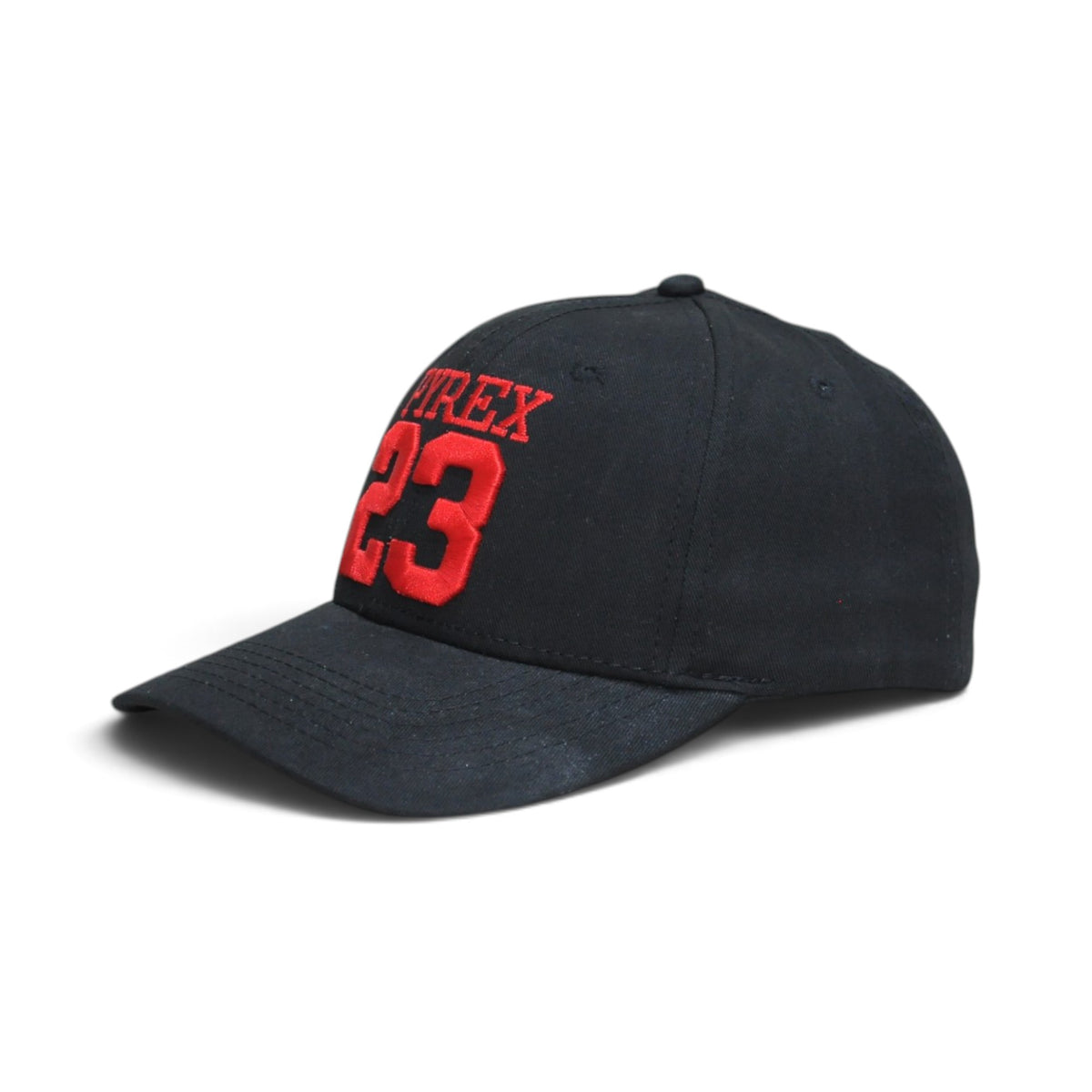 PYREX 23 Embroidered Black Baseball Cap – Red Design
