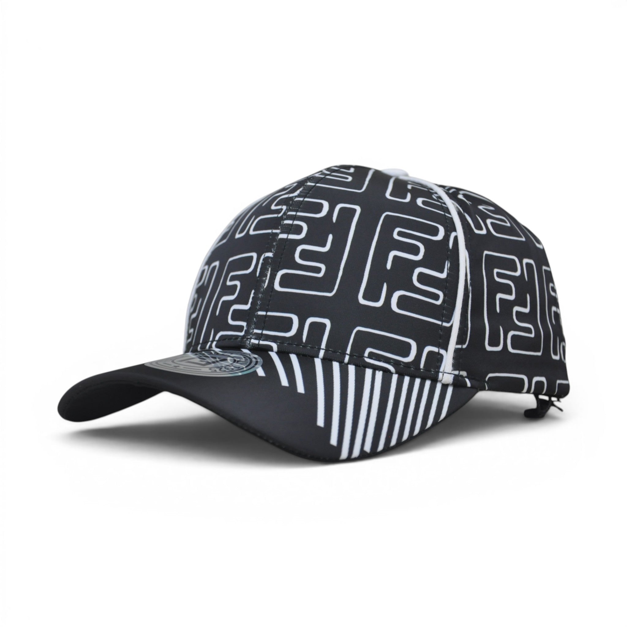 Premium Geometric Pattern Baseball Cap – Adjustable Unisex Casual Hat, White & Black