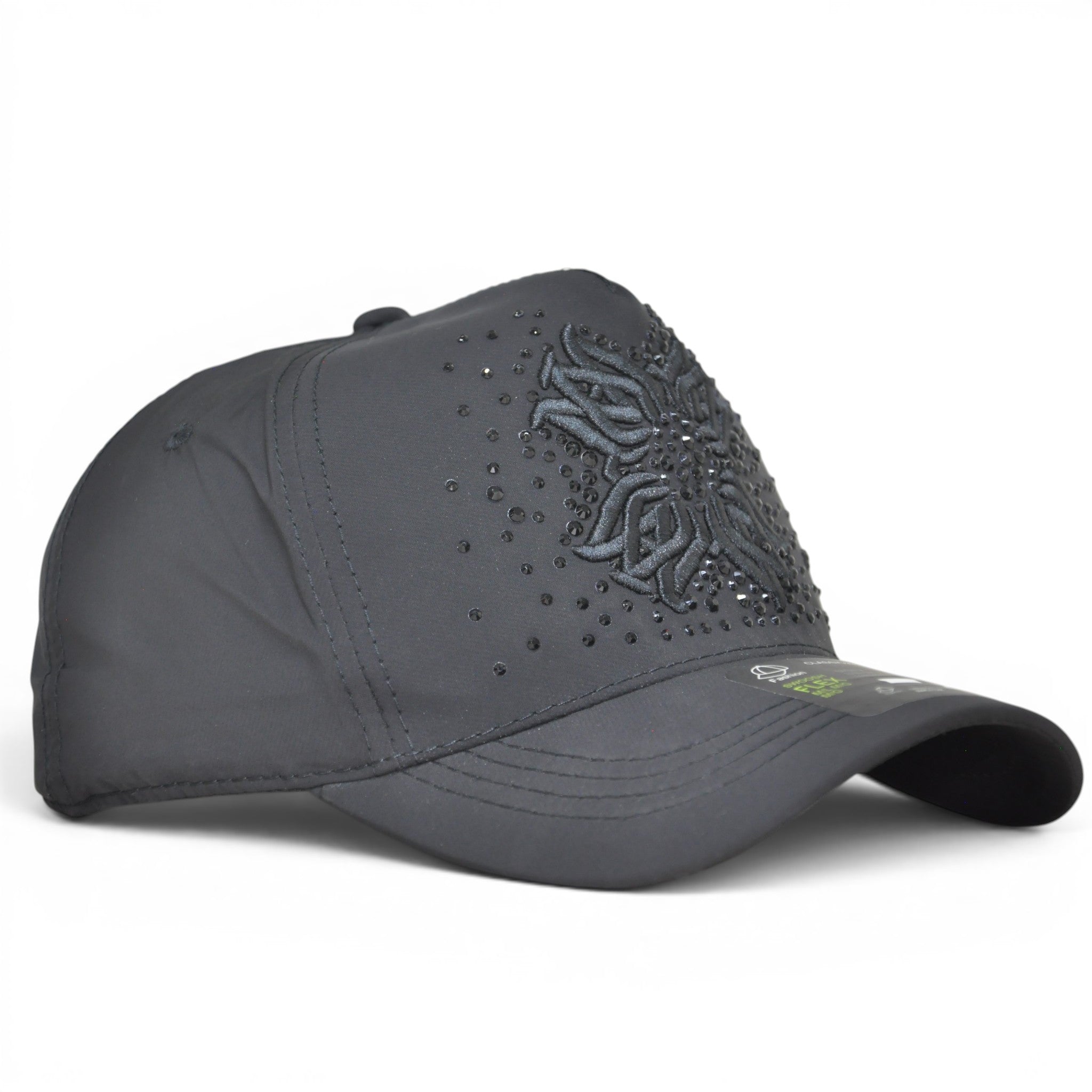 Premium Embroidered Baseball Cap with Rhinestone Detail – Adjustable Unisex Casual Hat, Black