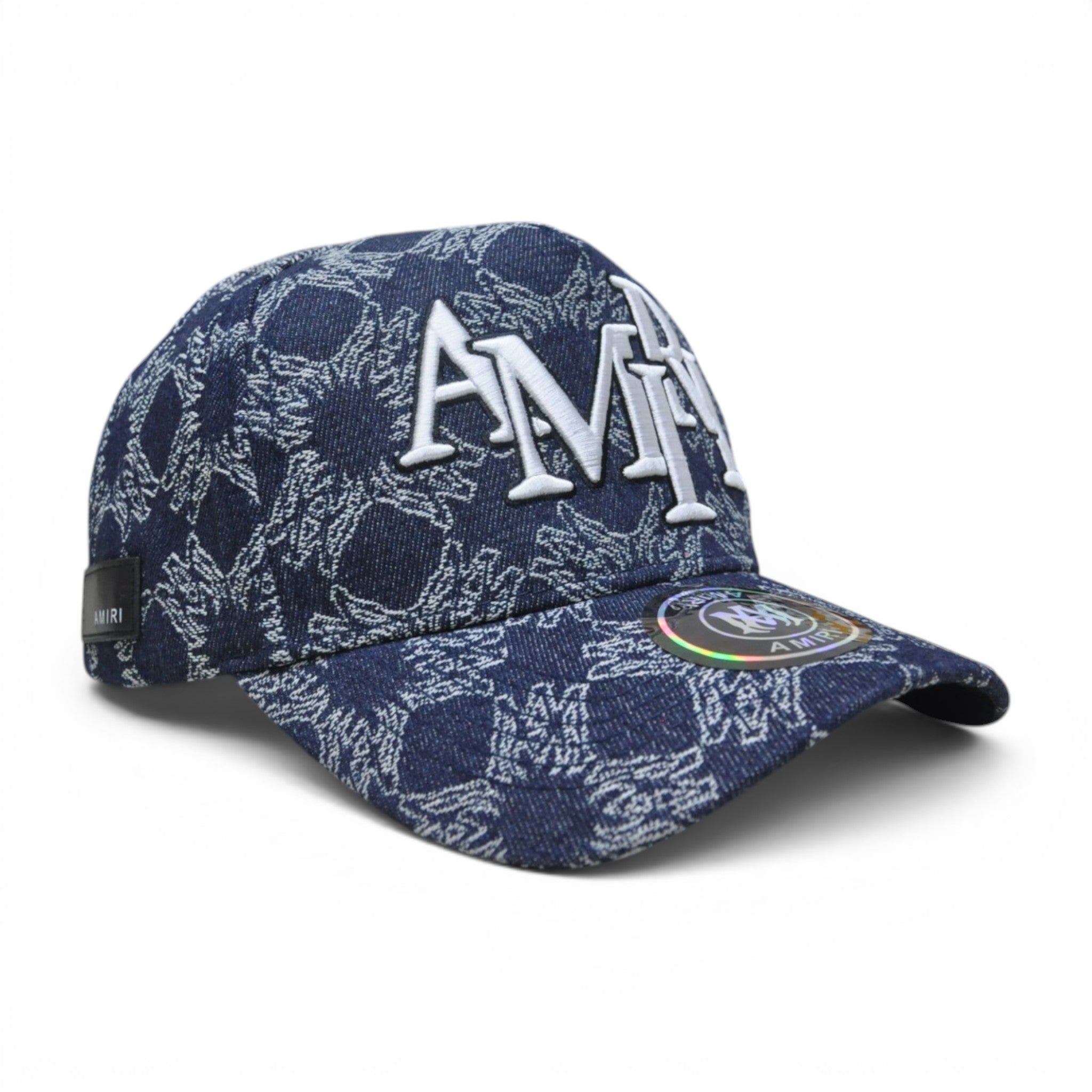 Premium Skull Pattern Denim Baseball Cap – 3D Embroidered Letter, Adjustable Unisex Casual Hat, Navy Blue