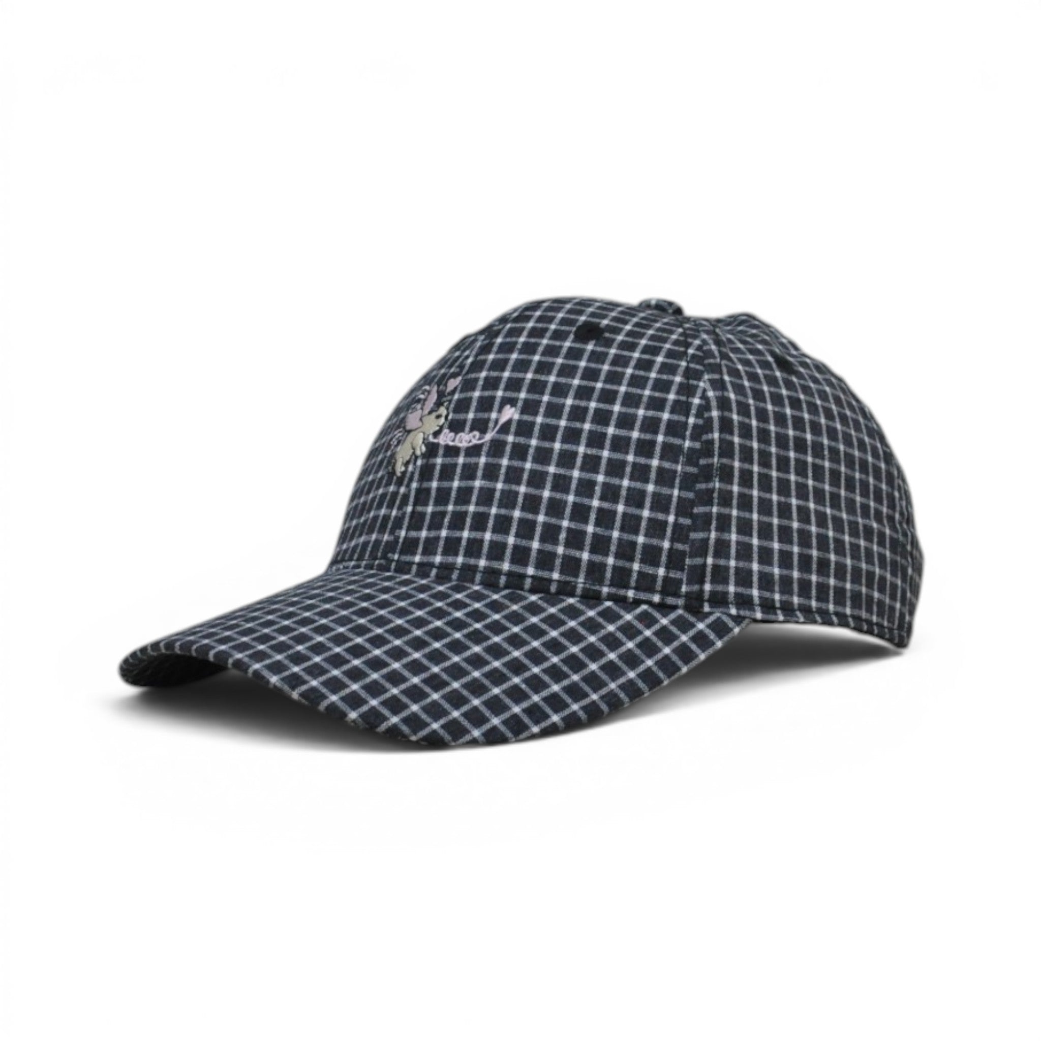 BABA CAP Premium Checkered Dad Cap – Embroidered Cotton Casual Hat, Adjustable Unisex, Blue