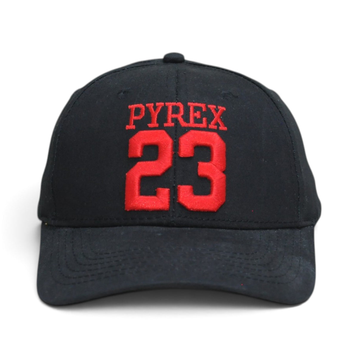 PYREX 23 Embroidered Black Baseball Cap – Red Design