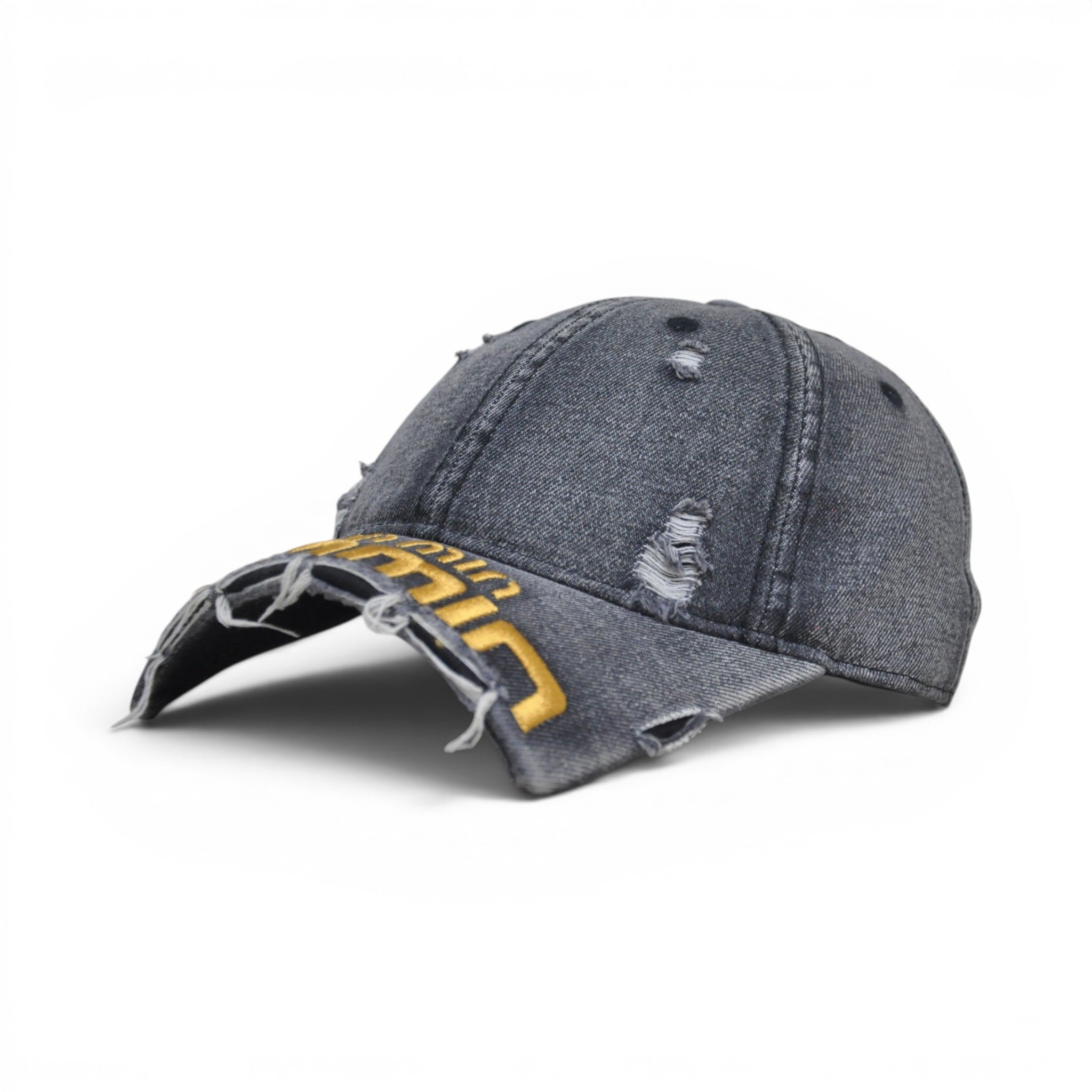 Vintage Washed Distressed Denim Baseball Cap – Adjustable Unisex Casual Hat, Charcoal Black
