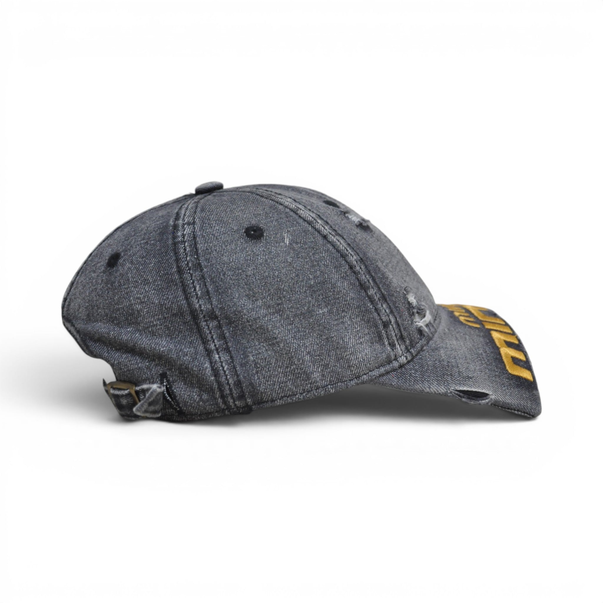 Vintage Washed Distressed Denim Baseball Cap – Adjustable Unisex Casual Hat, Charcoal Black