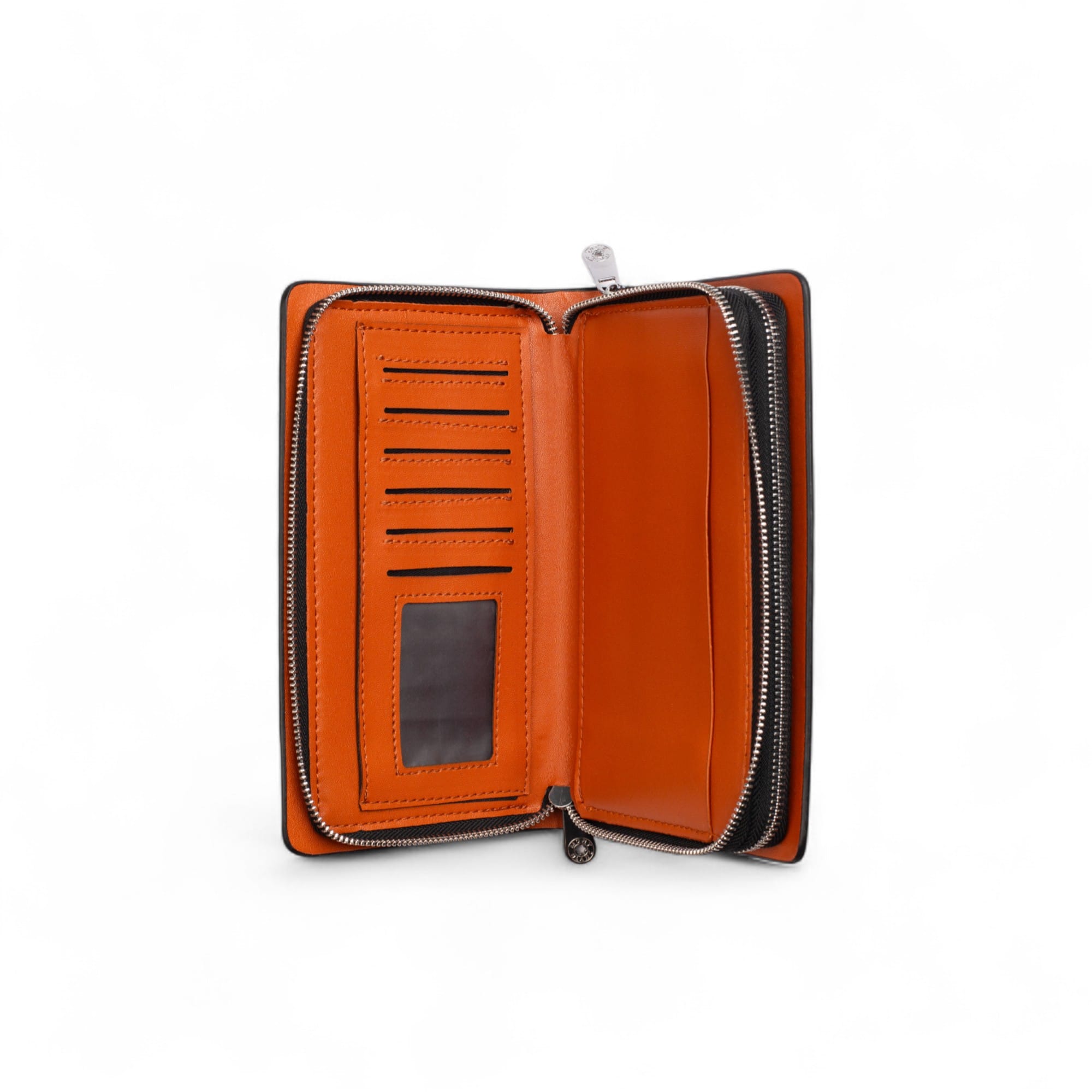 Kangaroo Genuine Leather Long Wallet – Elegant Brown Zipper Clutch with Built-with Phone Holder