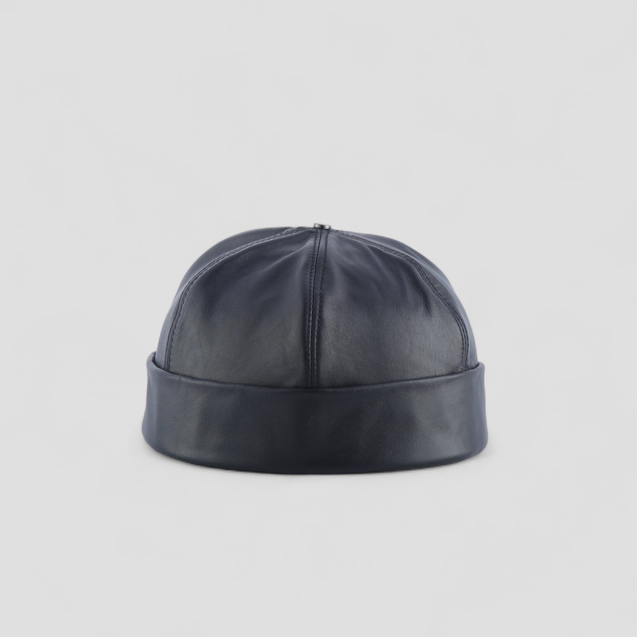 Baba Cap Leather docker hat - Black- جلد طبيعي