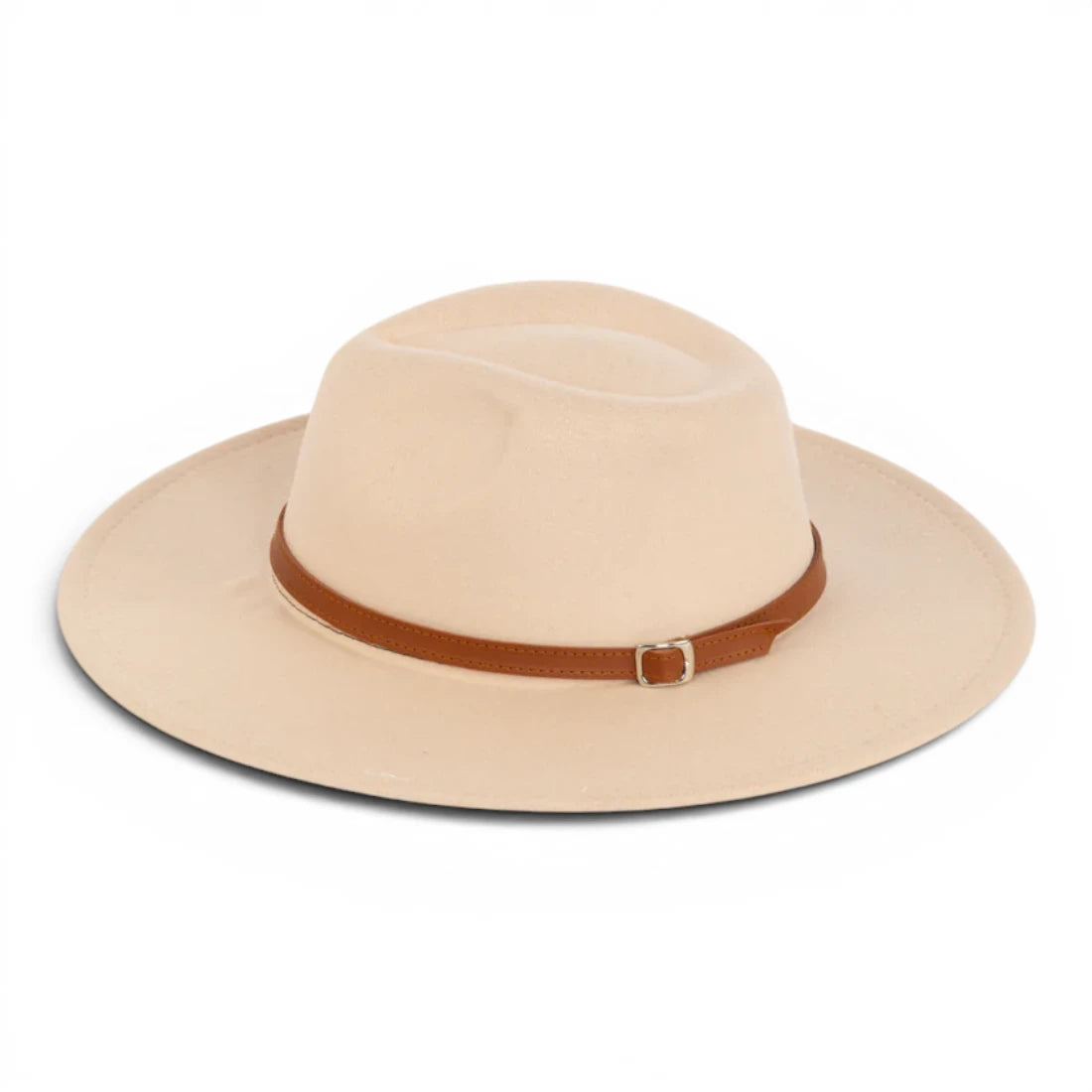 Fedora Hat – Premium Wool Felt, Classic Timeless Style, Elegant & Durable Design – Beige with Dark Brown Or Light Brown belt
