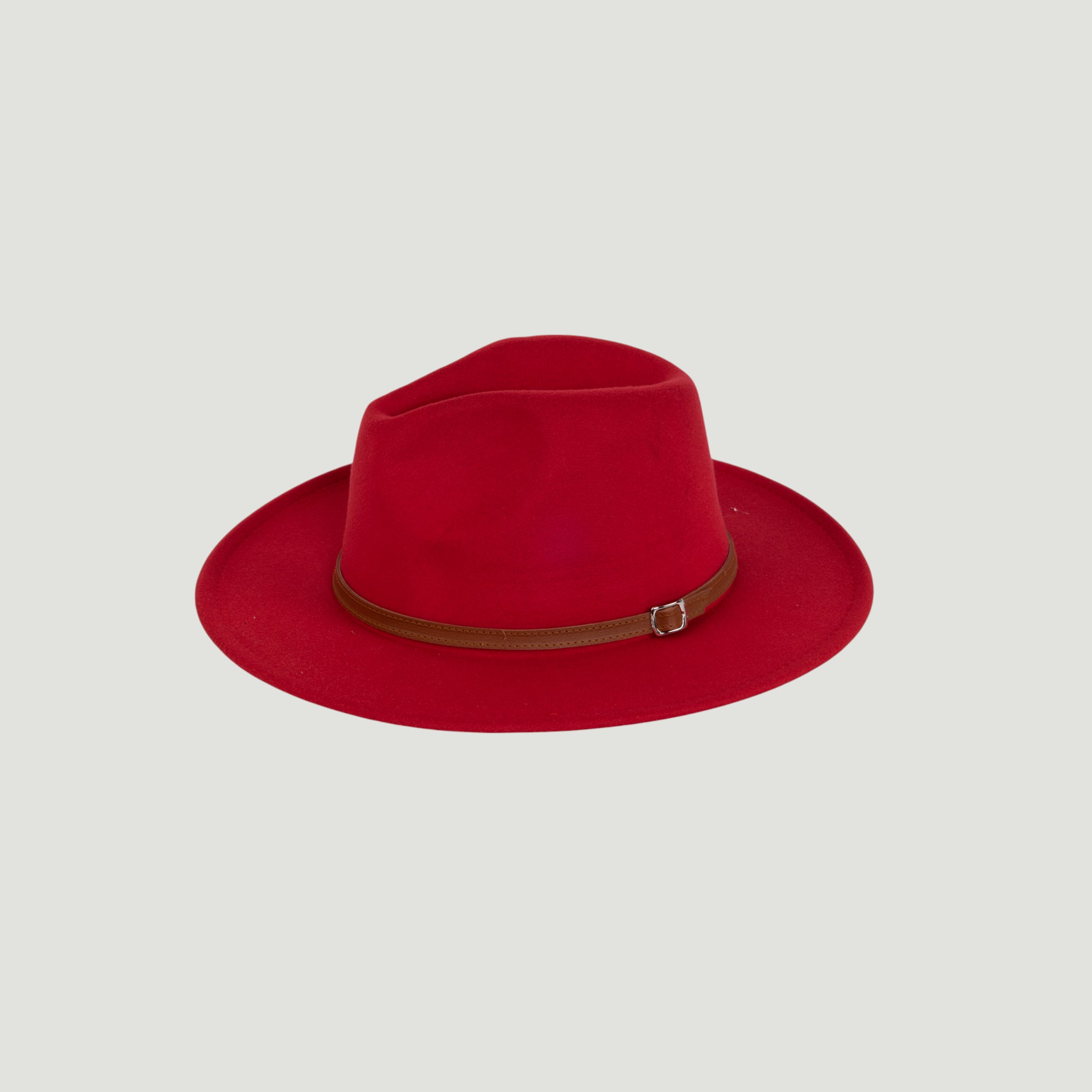 Fedora Hat – Premium Wool Felt, Classic Timeless Style, Elegant & Durable Design – Red with Leather belt