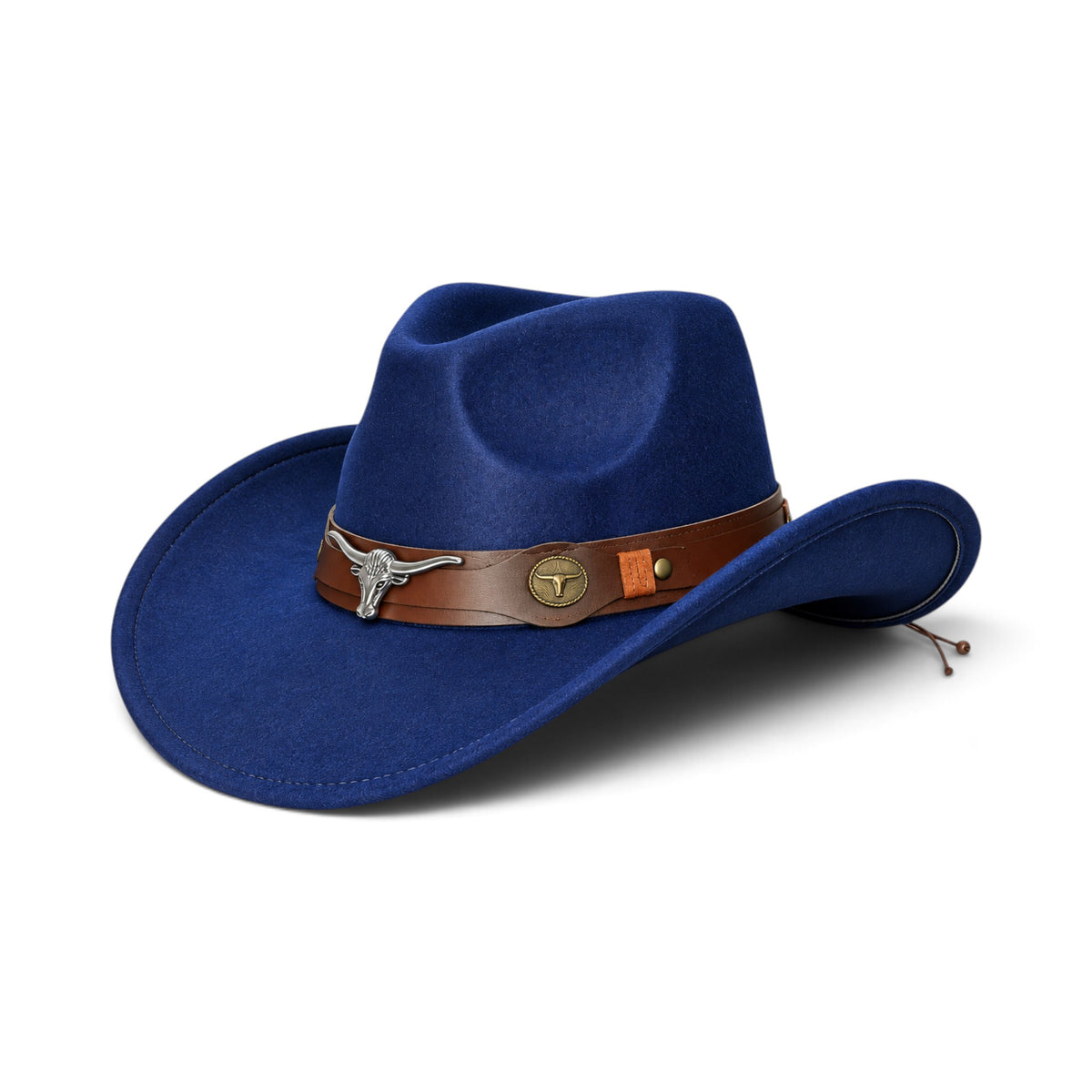 Long Horse Rider Fedora – Premium Wool Felt Hat With Decorated Belt - Cowboy Style-WIDE BRIM- NEW