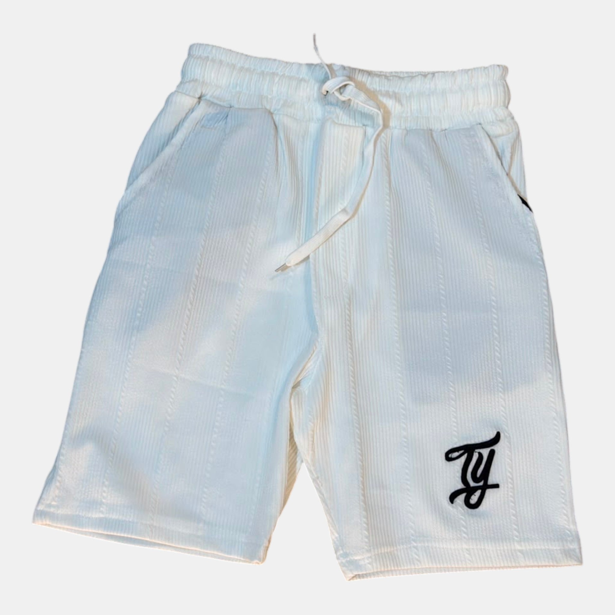 Textured Fabric Men's Premium Color Block Cotton Blend Stretch Casual Shorts – Regular Fit, Side & Back Pockets, Summer Travel & Everyday Wear –White
