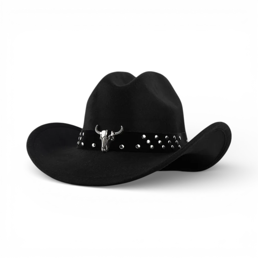 Long Horse Rider Fedora – Premium Wool Felt Hat With Decorated Belt - Cowboy Style