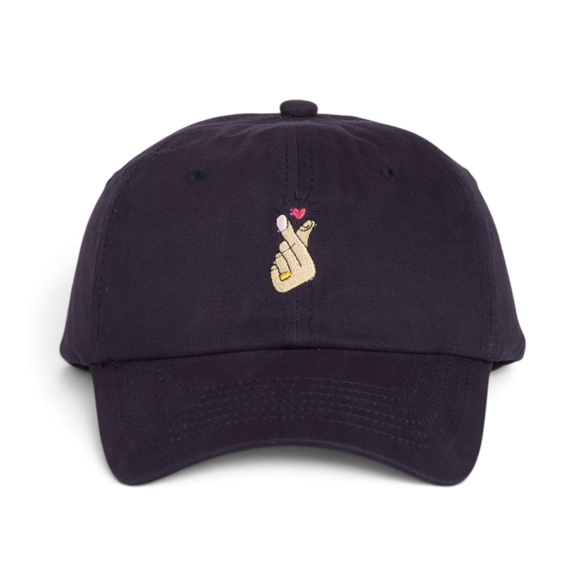 Black Finger Heart Embroidered Baseball Cap