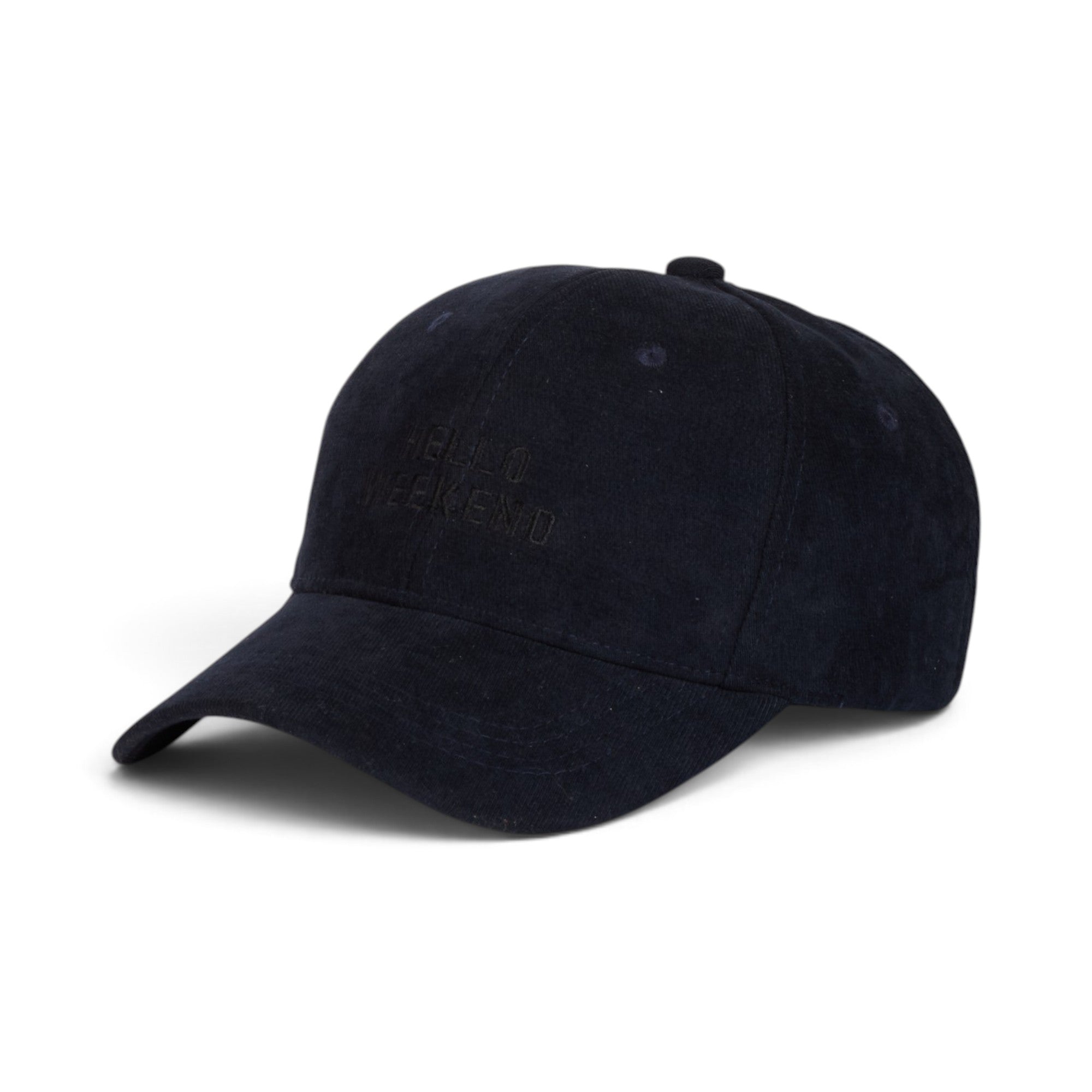 Navy Hello Weekend Embroidered Baseball Cap