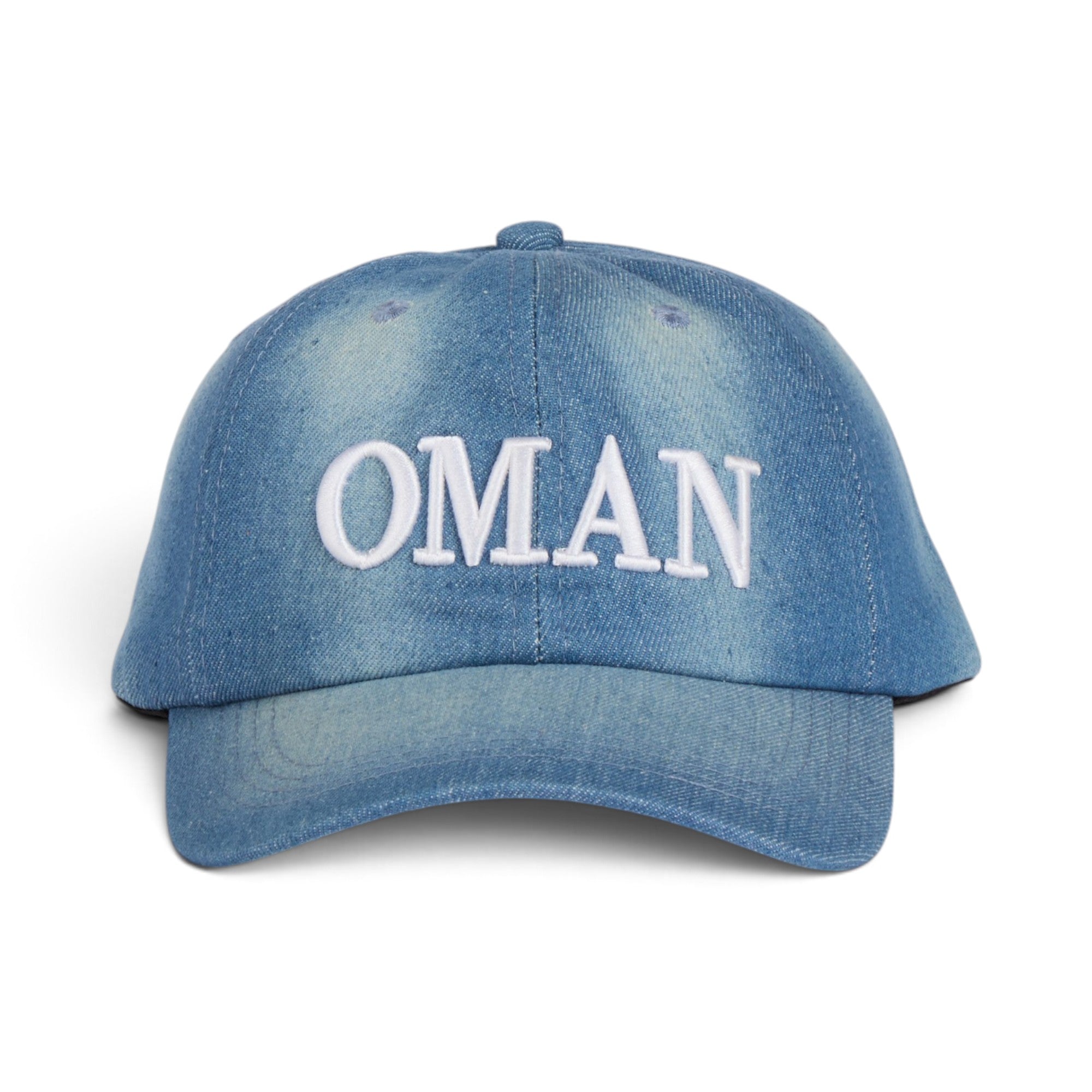 Blue Washed Denim OMAN Embroidered Baseball Cap