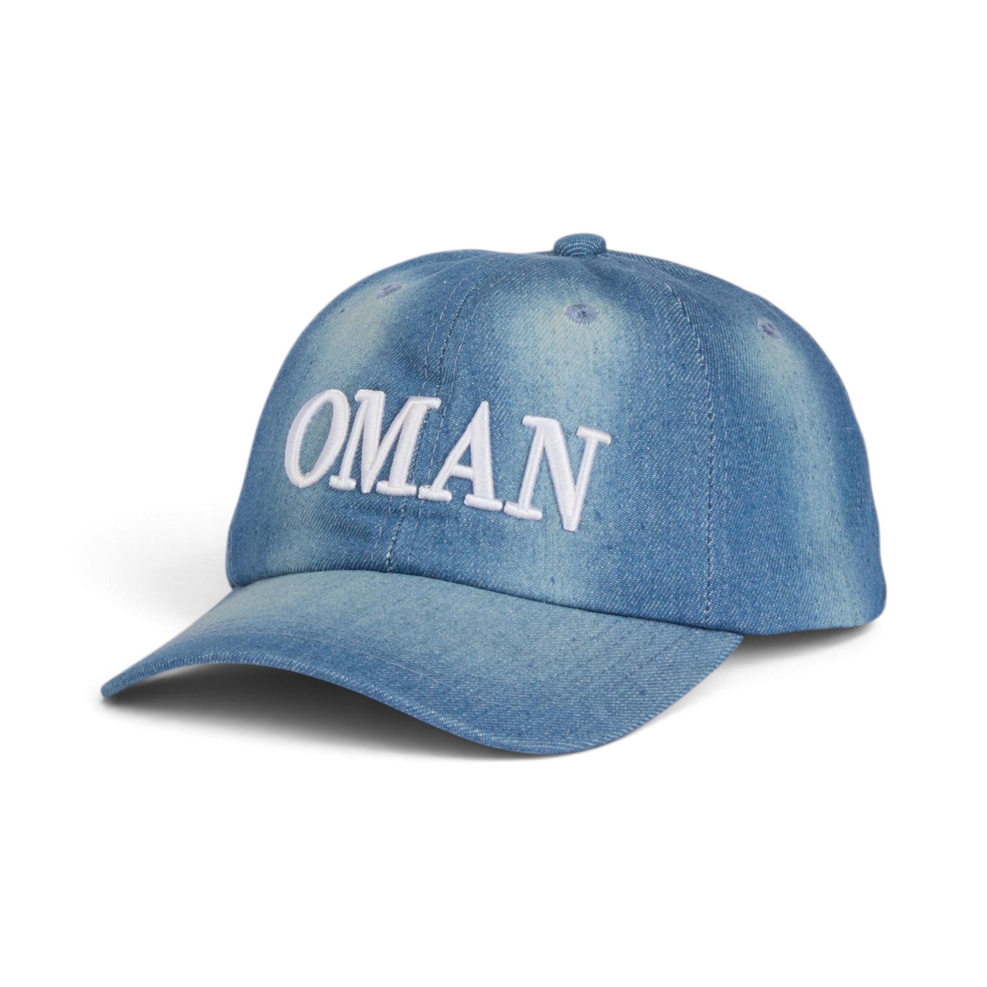 Blue Washed Denim OMAN Embroidered Baseball Cap