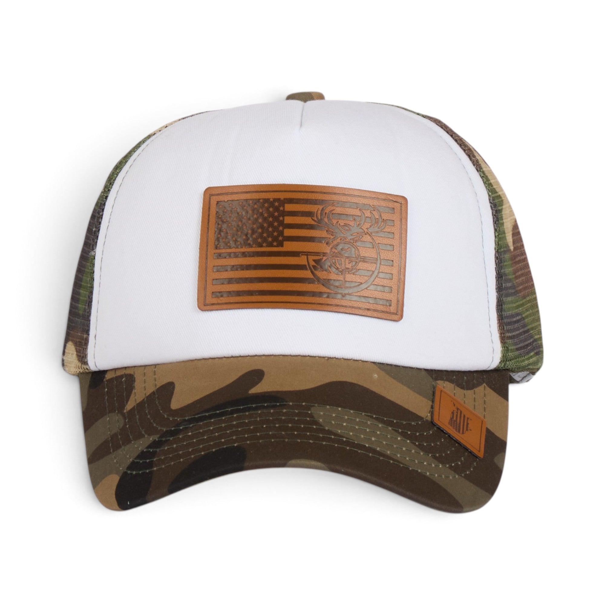 Camo American Flag Patch Trucker Cap