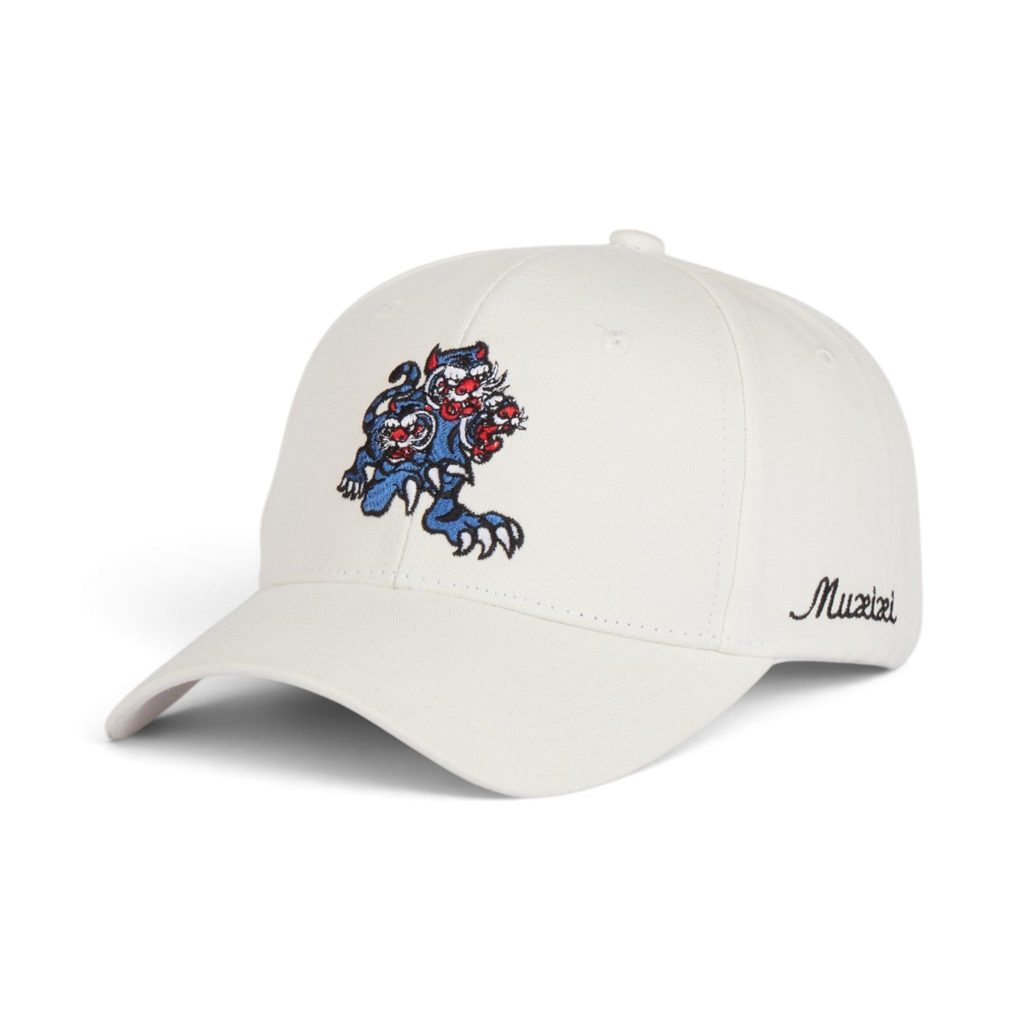 Wild Cat Embroidered White Baseball Cap