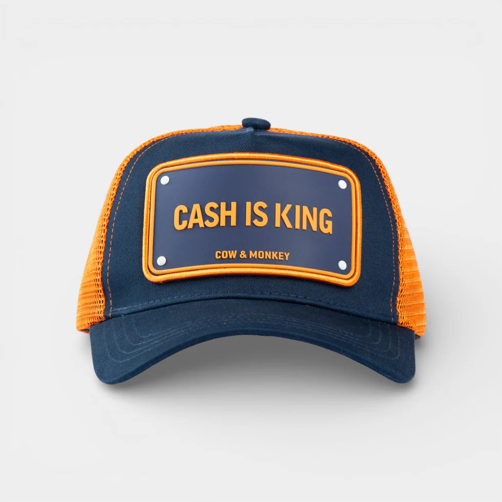 Unisex Trucker  Cap " Cash Is King " - Premium High Quality Materials, Cotton Front & High-Quality Polyester Mesh Back, Adjustable Size – COW&MONKEY