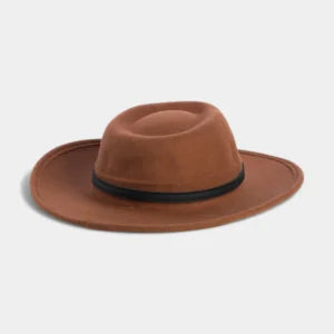 Modern Wool felt fedora hat, adorned with a luxurious white leather belt