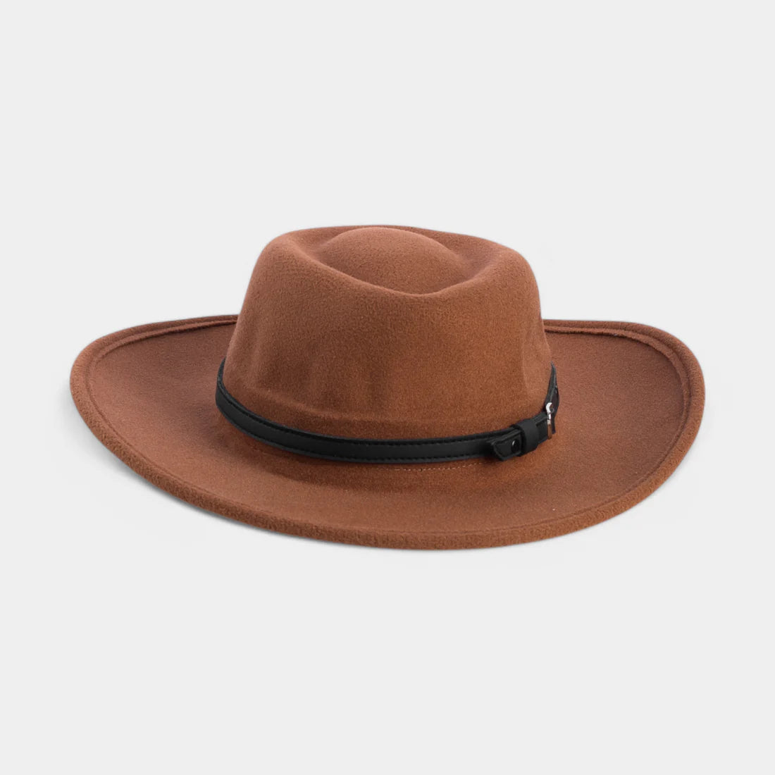 Modern Wool felt fedora hat, adorned with a luxurious white leather belt
