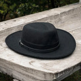 Modern Wool felt fedora hat, adorned with a luxurious white leather belt