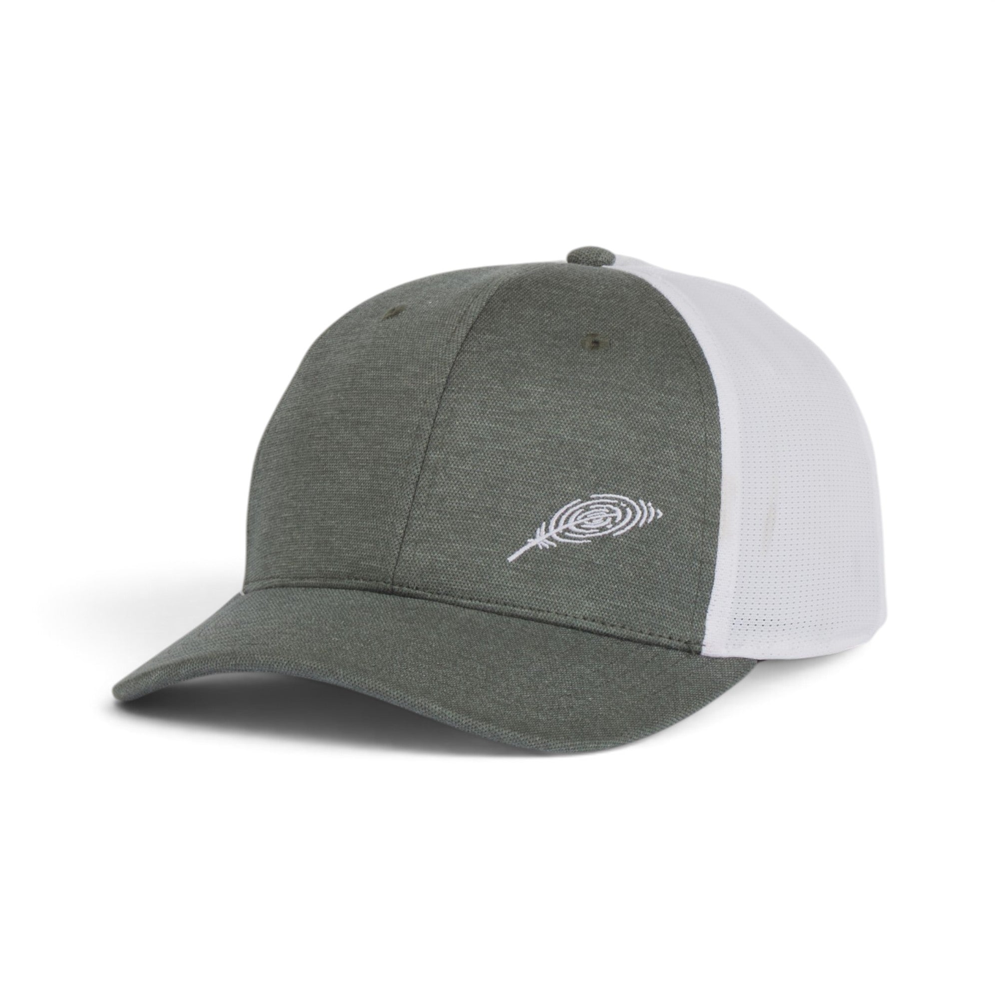 Minimal Feather Performance Baseball Cap – Olive Green & White