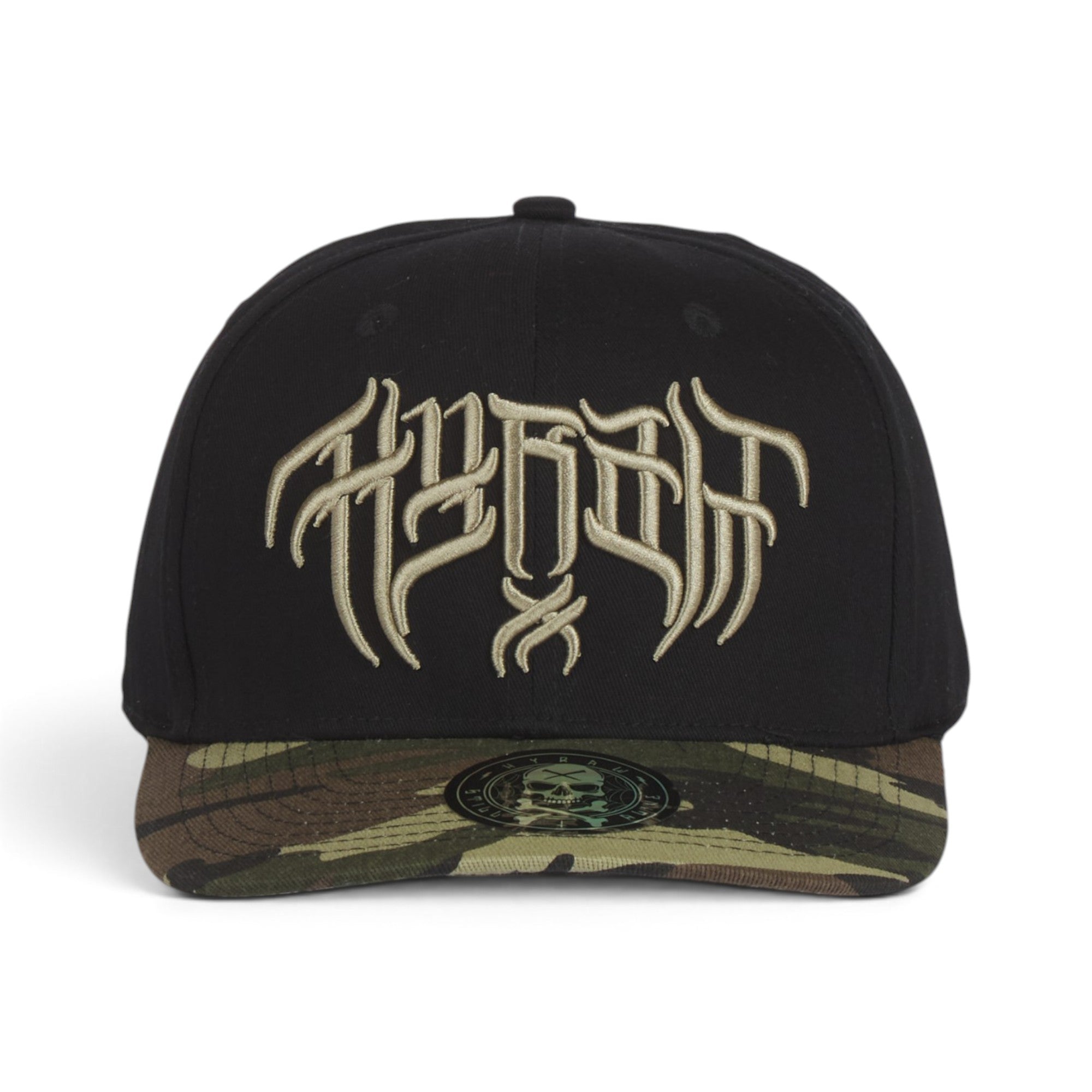Tribal Script Premium Cotton Baseball Cap – Black & Camo Edition