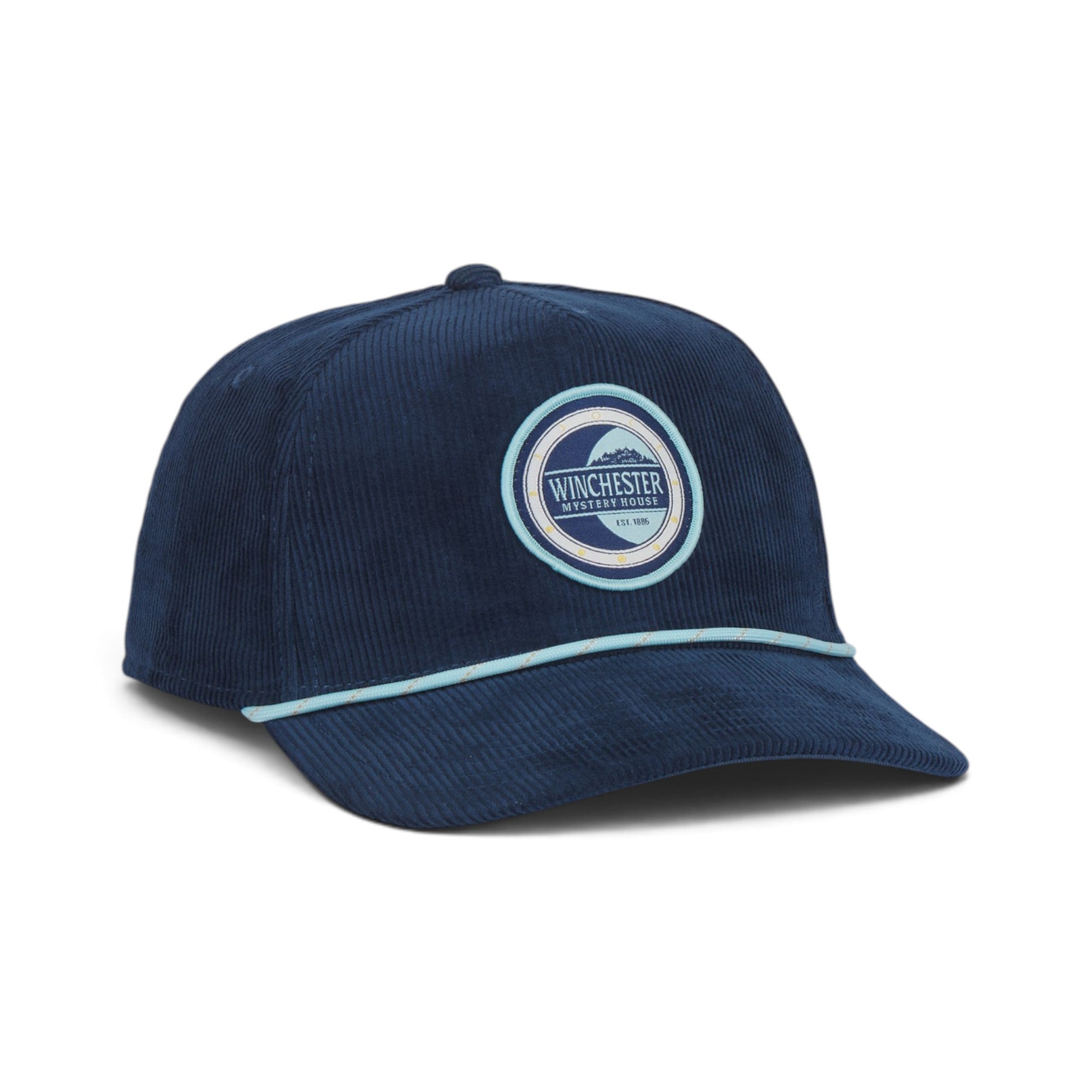 Winchester Mystery House Premium Corduroy Baseball Cap – Signature Heritage Patch with Rope Detail – Adjustable Unisex Hat