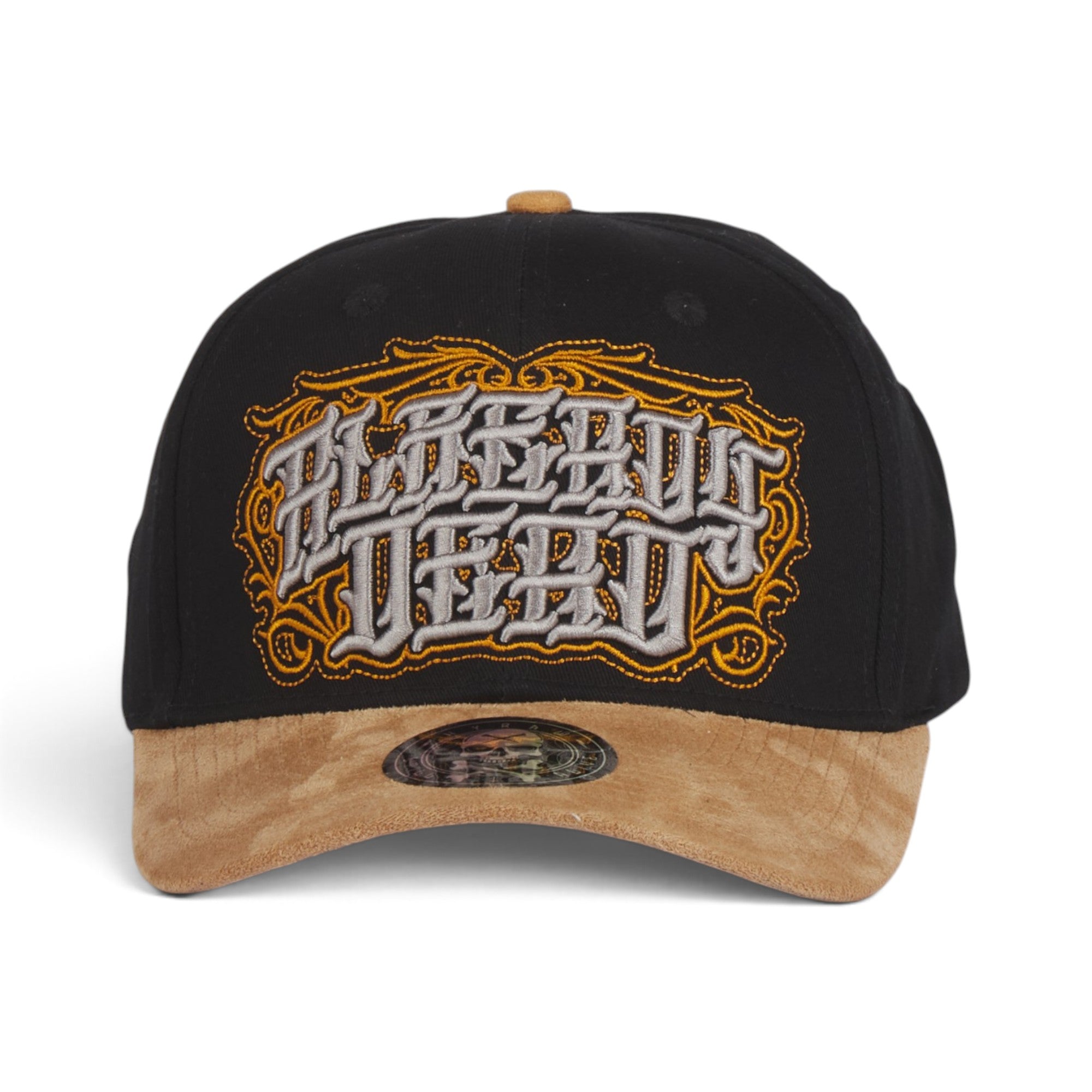 Never Out Never In Premium Cotton & Suede Baseball Cap – Black & Tan Edition