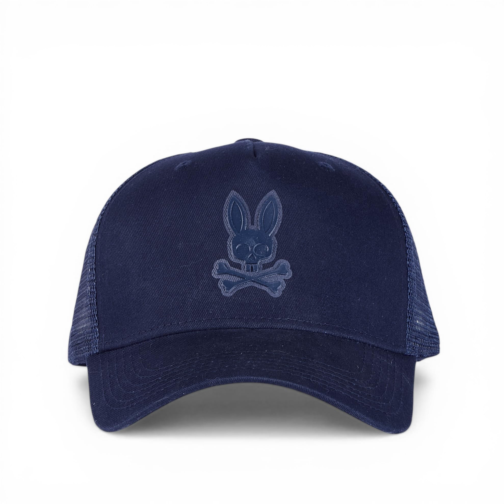 BabaCap Psycho Bunny Navy Blue Mesh Trucker Cap, Adjustable Baseball Hat with Bunny Logo, Casual Wear