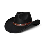 Long Horse Rider Fedora – Premium Wool Felt Hat With Decorated Slim Belt - Cowboy Style-WIDE BRIM - NEW 2
