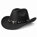 Horse Rider Fedora – Premium Wool Felt Hat for Equestrian Cowboy Style -decorated belt - New