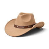 Long Horse Rider Fedora – Premium Wool Felt Hat With Decorated Slim Belt - Cowboy Style-WIDE BRIM - NEW 2