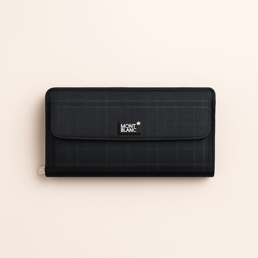 Fabric Long Wallet – Stylish Check Pattern Travel Clutch (Synthetic Material)