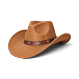 Long Horse Rider Fedora – Premium Wool Felt Hat With Decorated Slim Belt - Cowboy Style-WIDE BRIM - NEW 2
