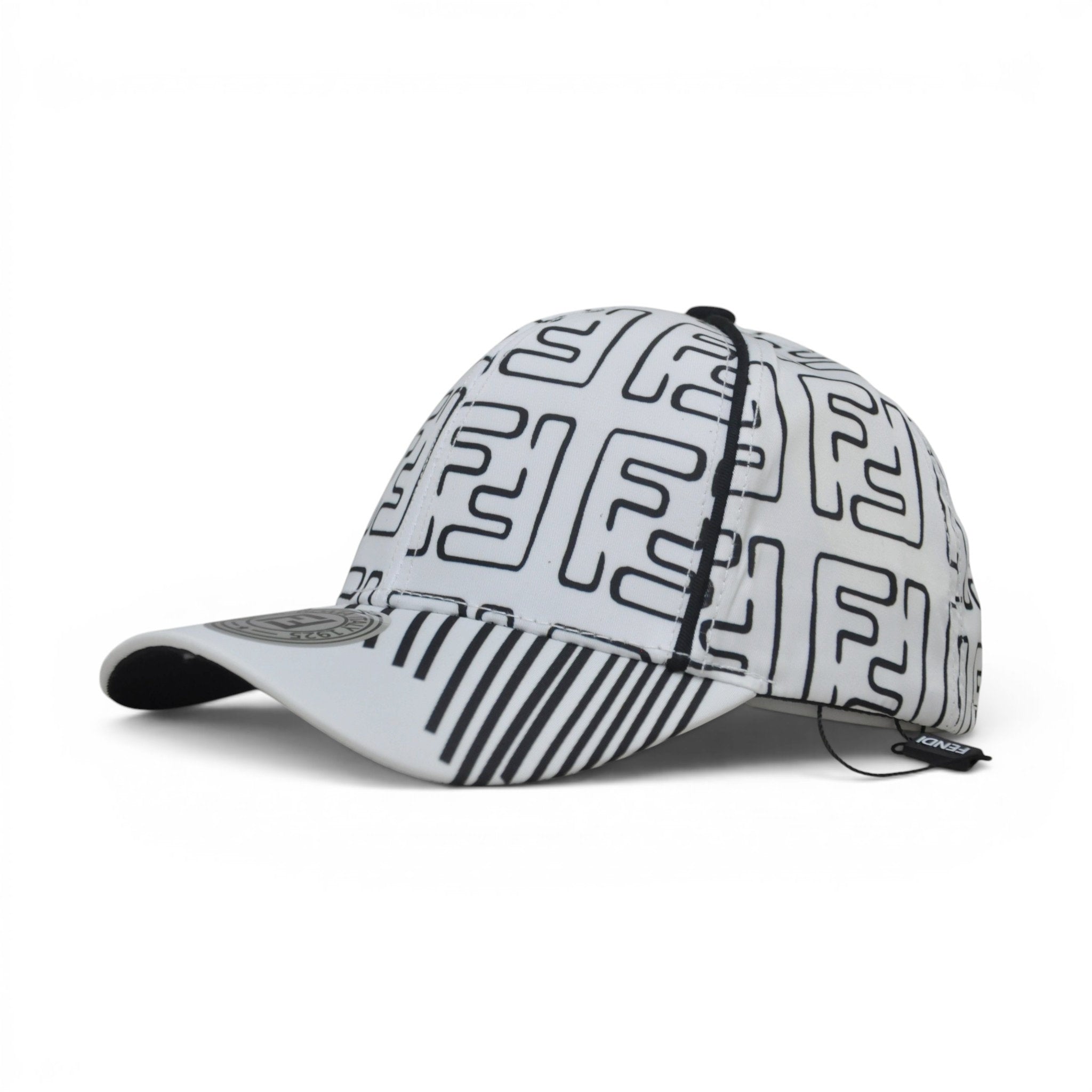 Premium Geometric Pattern Baseball Cap – Adjustable Unisex Casual Hat, White & Black