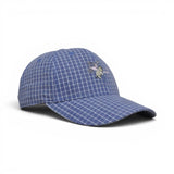 BABA CAP Premium Checkered Dad Cap – Embroidered Cotton Casual Hat, Adjustable Unisex, Blue